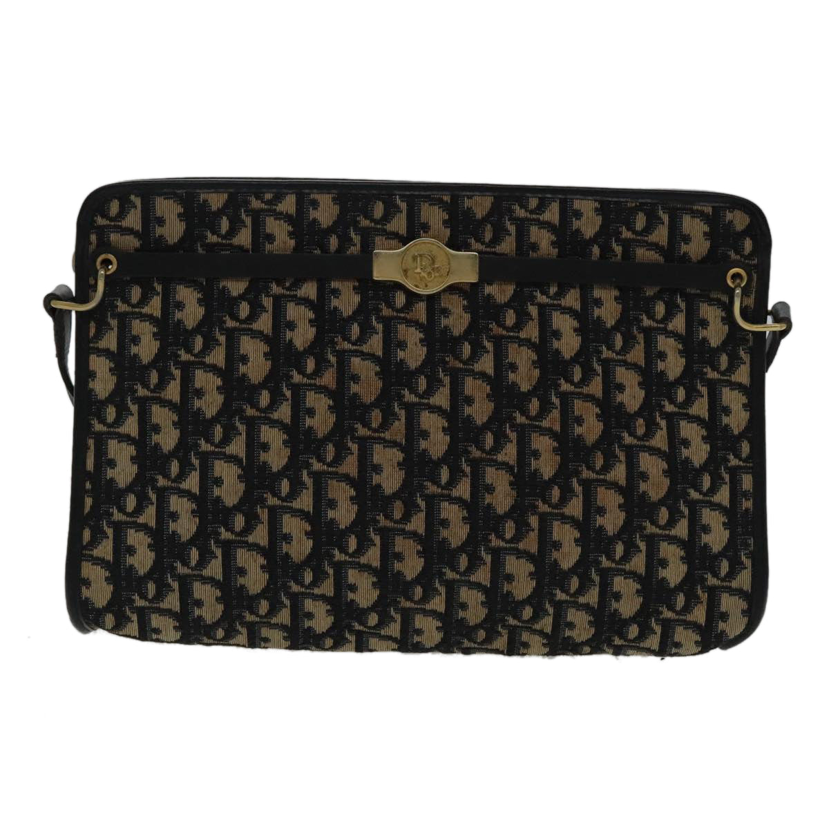 Dior Trotter Navy Canvas Shoulder Bag (Pre-Owned)