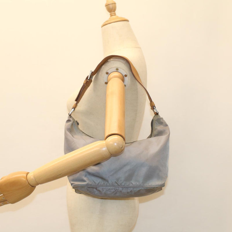 Prada Tessuto Grey Synthetic Shoulder Bag (Pre-Owned)