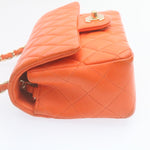Chanel Matelassé Orange Leather Shoulder Bag (Pre-Owned)