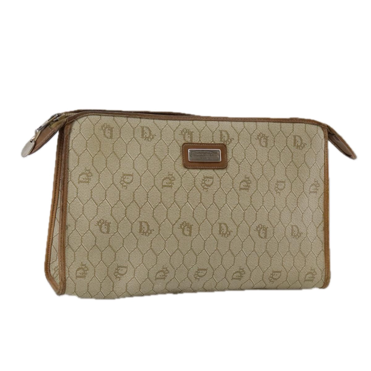 Dior Honeycomb Beige Canvas Clutch Bag (Pre-Owned)