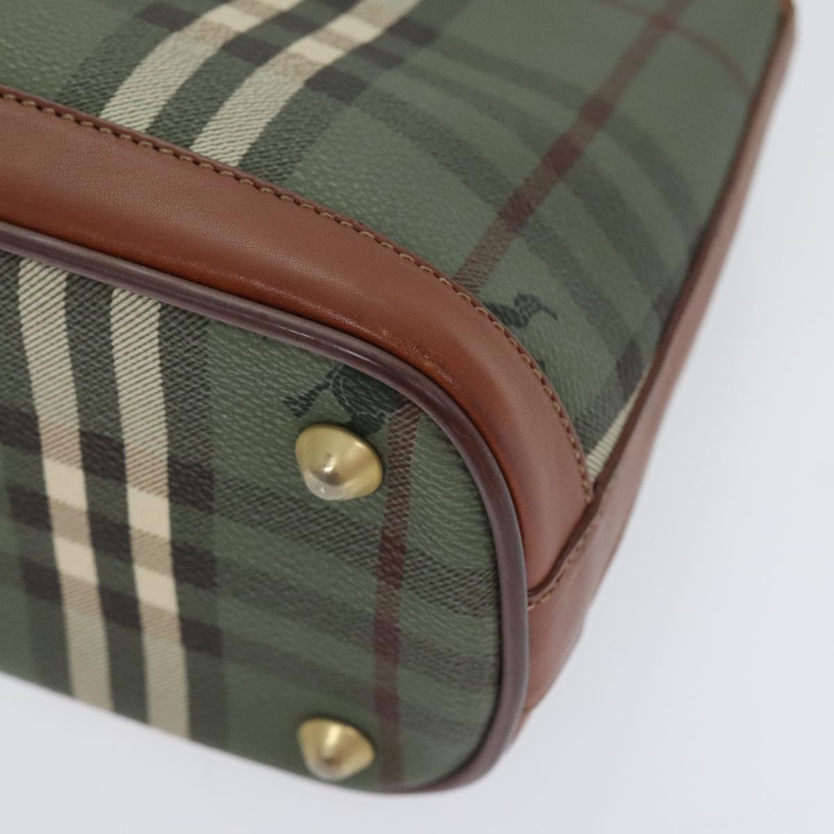 Burberry Nova Check Green Canvas Handbag (Pre-Owned)