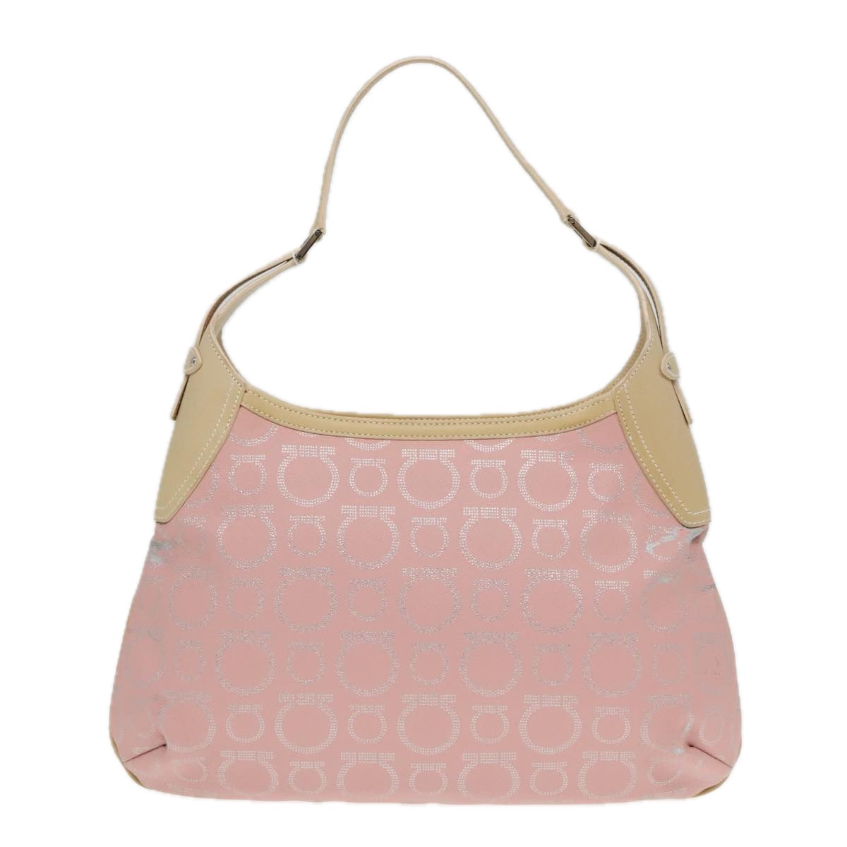 Salvatore Ferragamo Gancini Pink Canvas Shoulder Bag (Pre-Owned)