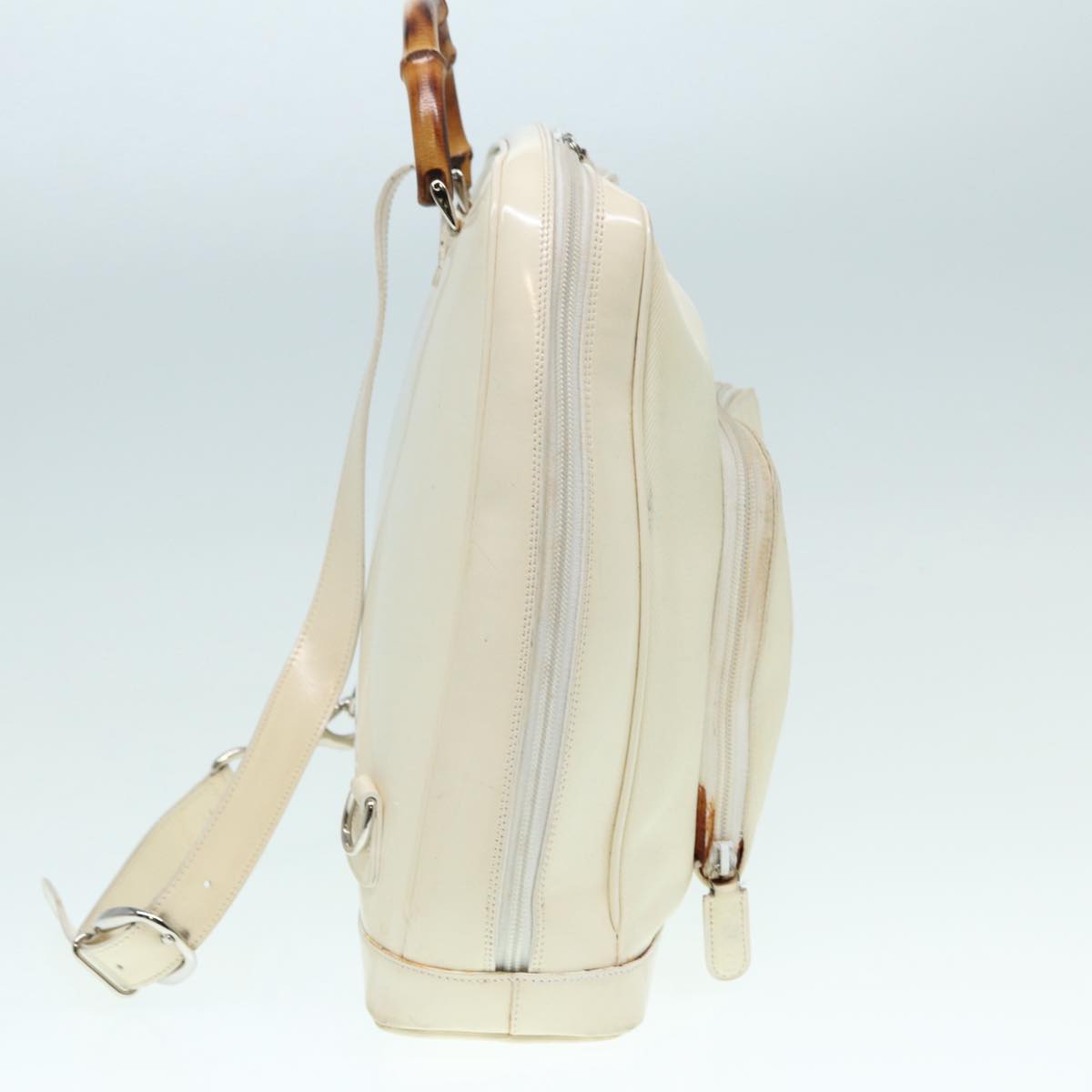 Gucci Bamboo White Leather Shoulder Bag (Pre-Owned)