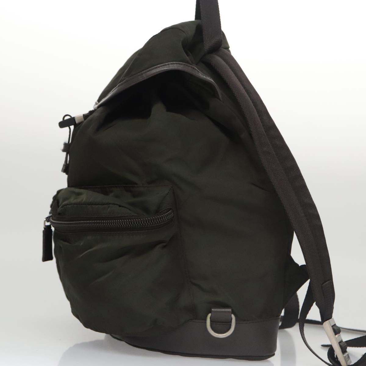 Prada Re-Nylon Khaki Synthetic Backpack Bag (Pre-Owned)