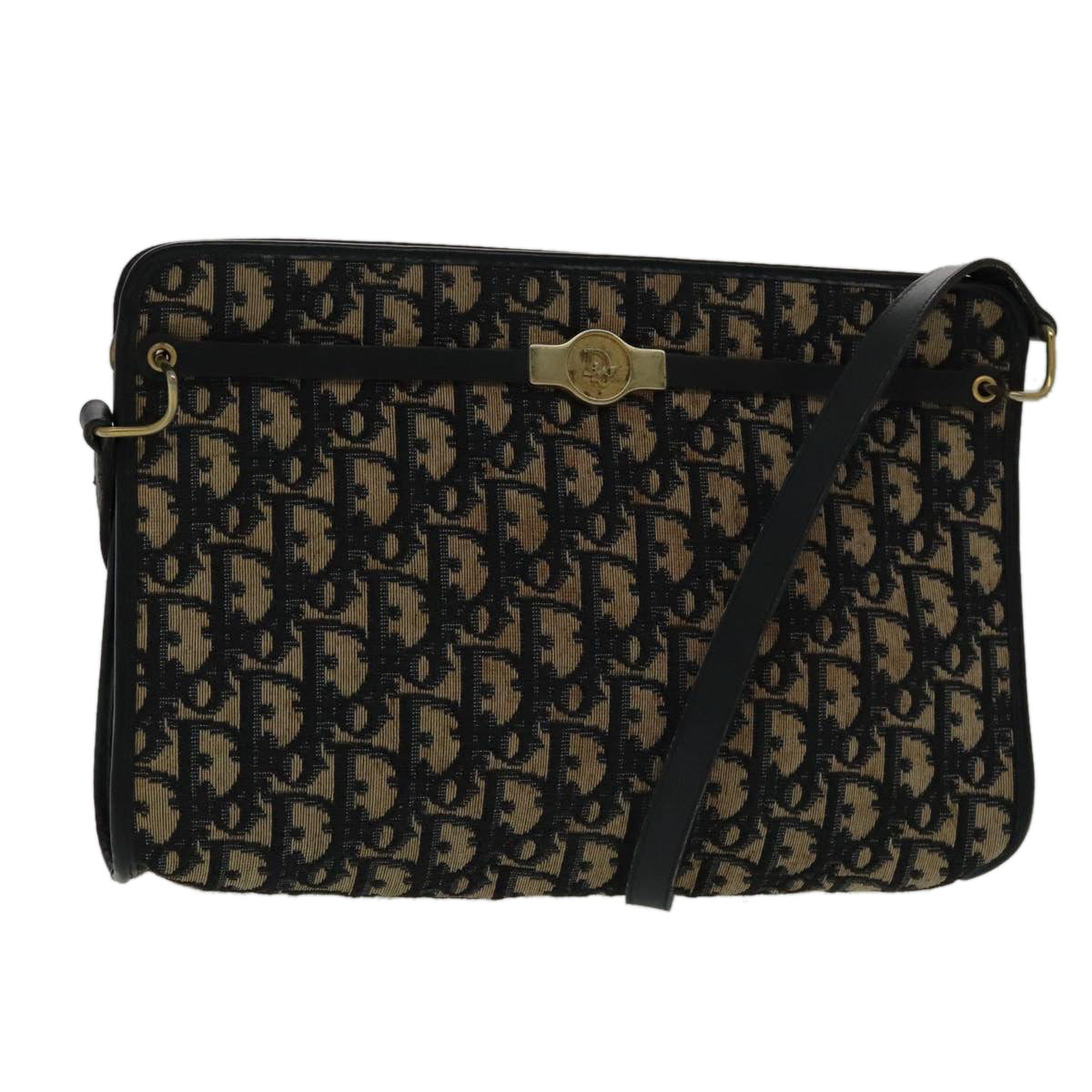 Dior Trotter Navy Canvas Shoulder Bag (Pre-Owned)