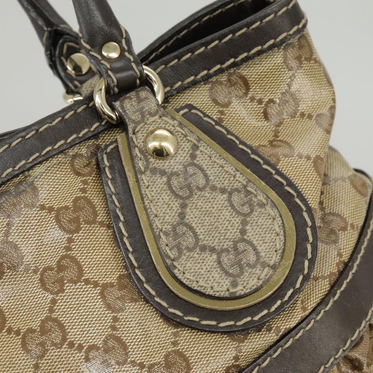 Gucci Gg Crystal Beige Canvas Handbag (Pre-Owned)