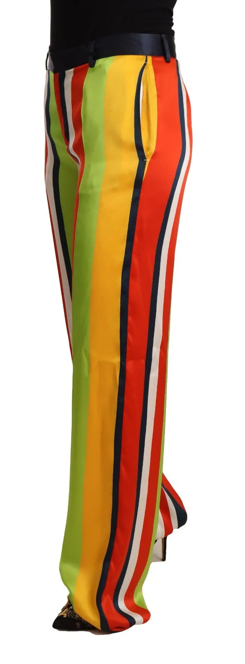 Dsquared² Multicolor Striped Mid Waist Straight Women's Pants