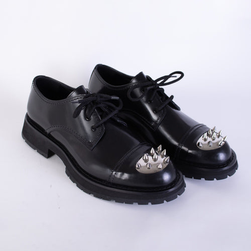 Alexander McQueen Studded Black Leather Derby Men's Shoes