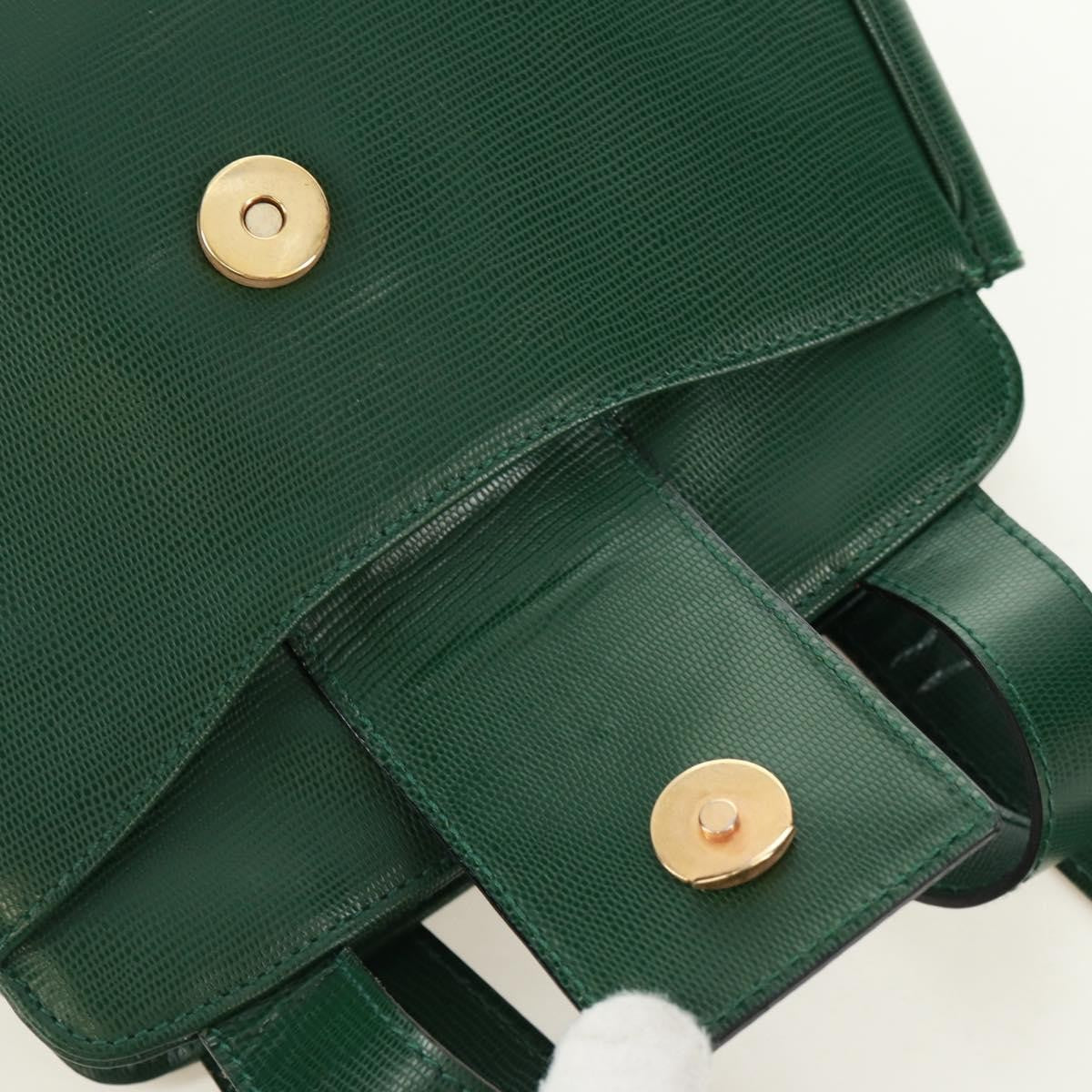 Celine Circle Logo Leather Green Leather Shoulder Bag Bag (Pre-Owned)
