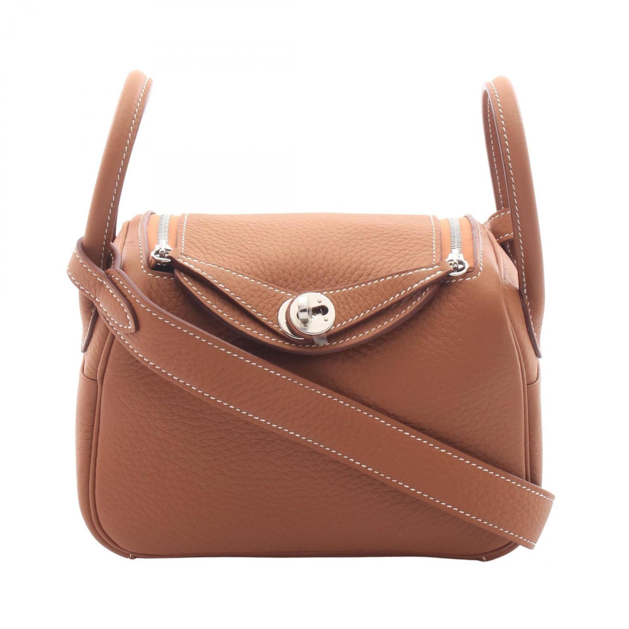 Hermes Brown Gold Taurillon Clemence Leather Leather Handbag Shoulder Bag (Pre-Owned)