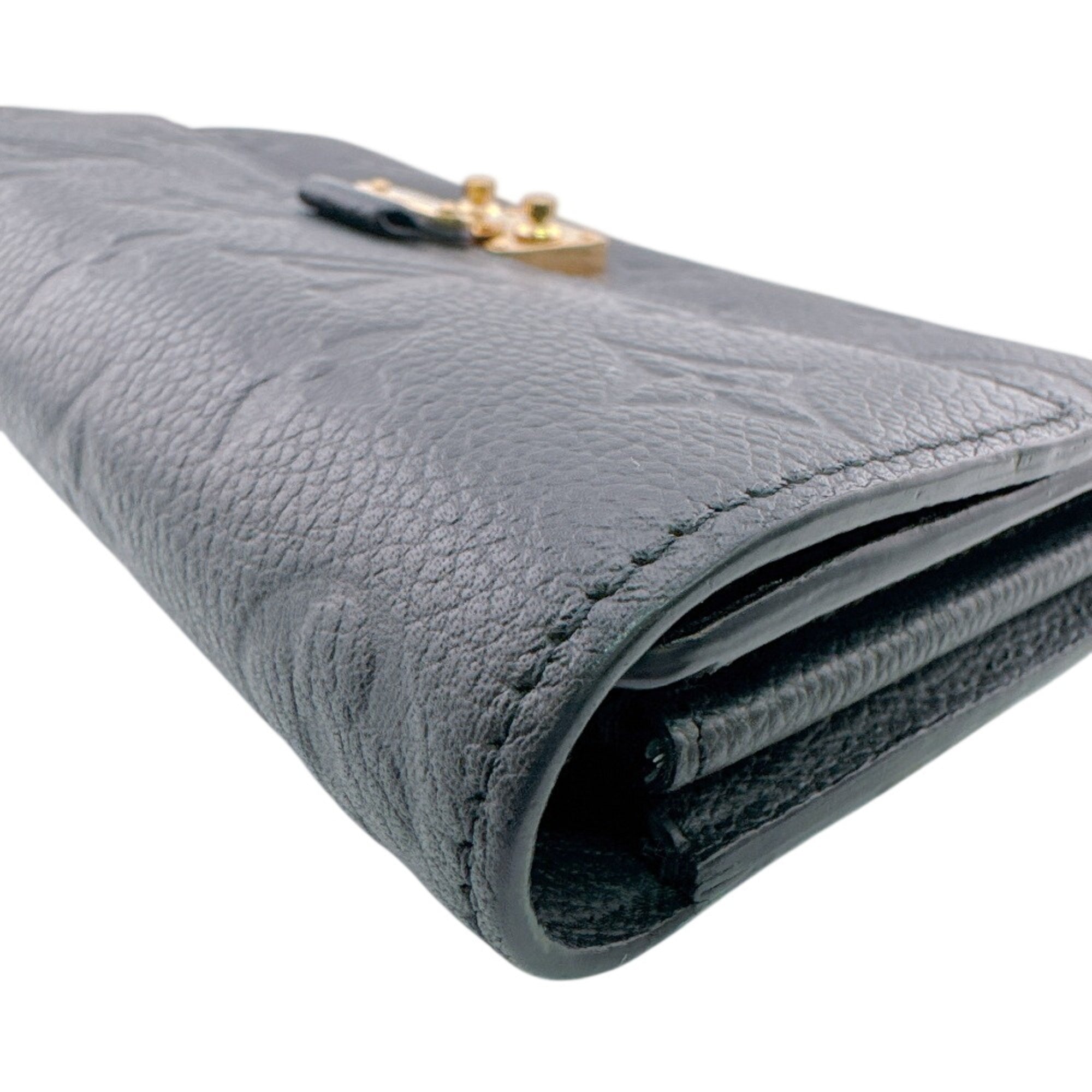 Louis Vuitton Black Leather Long Wallet (Bi-Fold) (Pre-Owned)