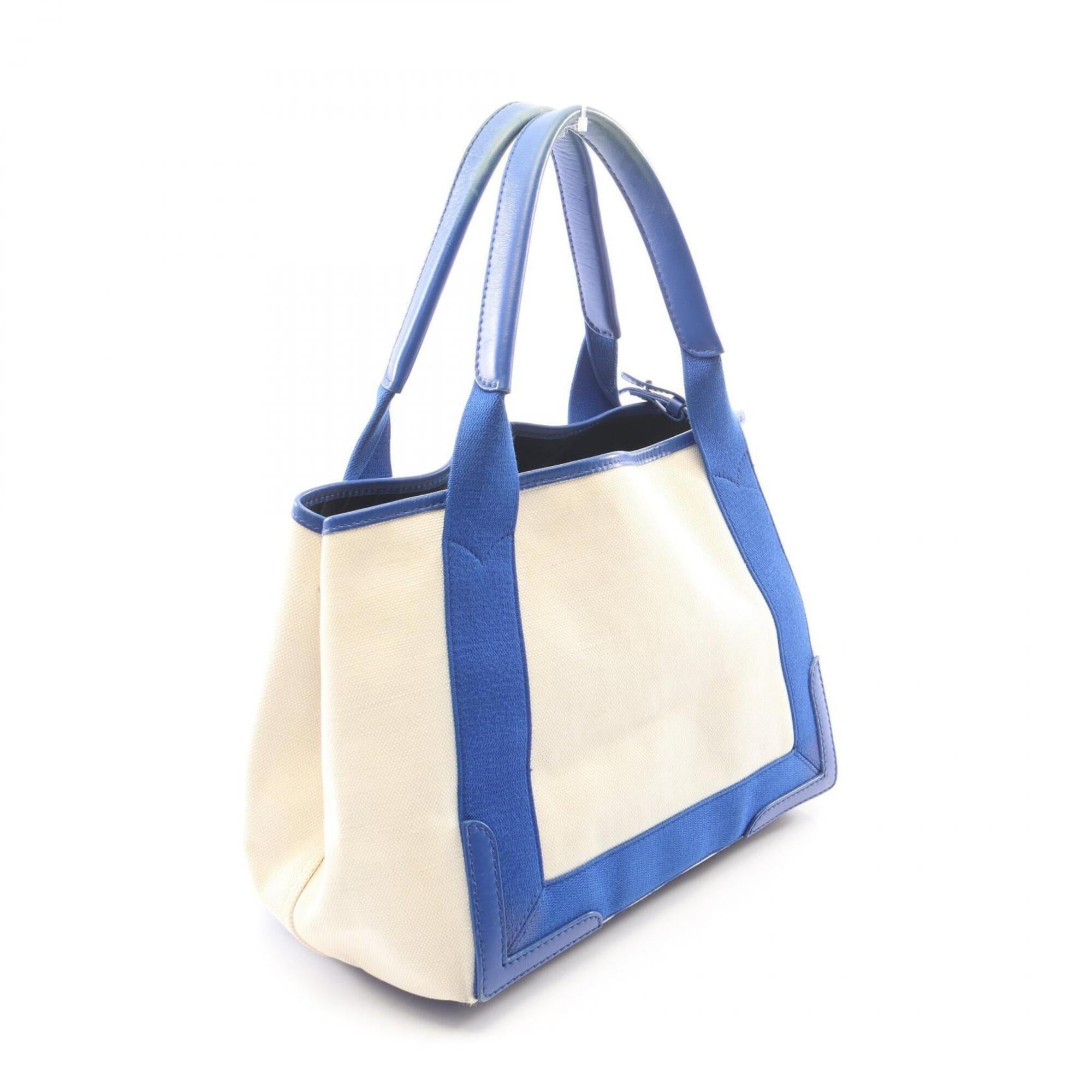 Balenciaga Blue White Canvas Leather Handbag Pouch Tote Bag (Pre-Owned)