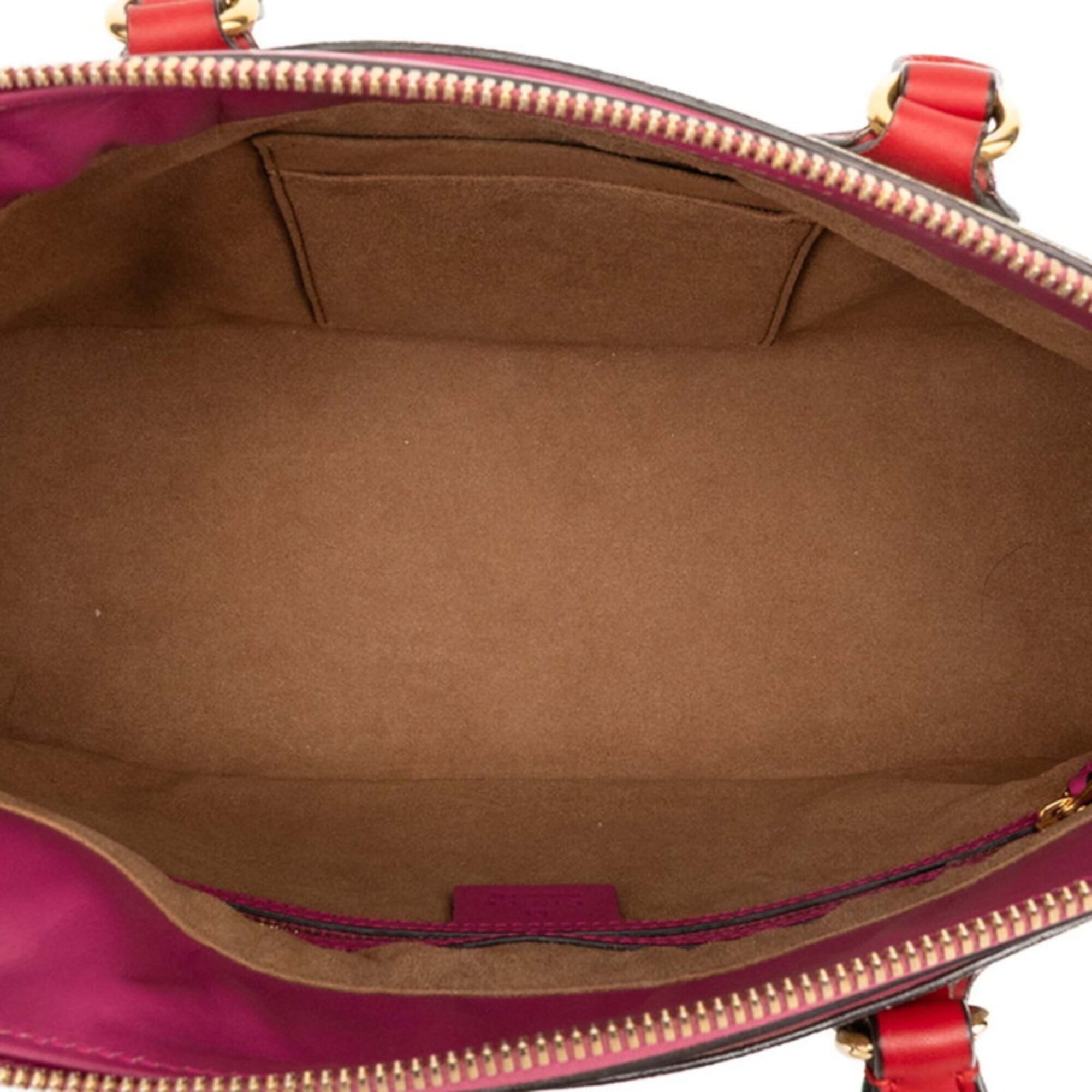 Gucci Beige Pink Red Pvc Leather Handbag Shoulder Bag (Pre-Owned)