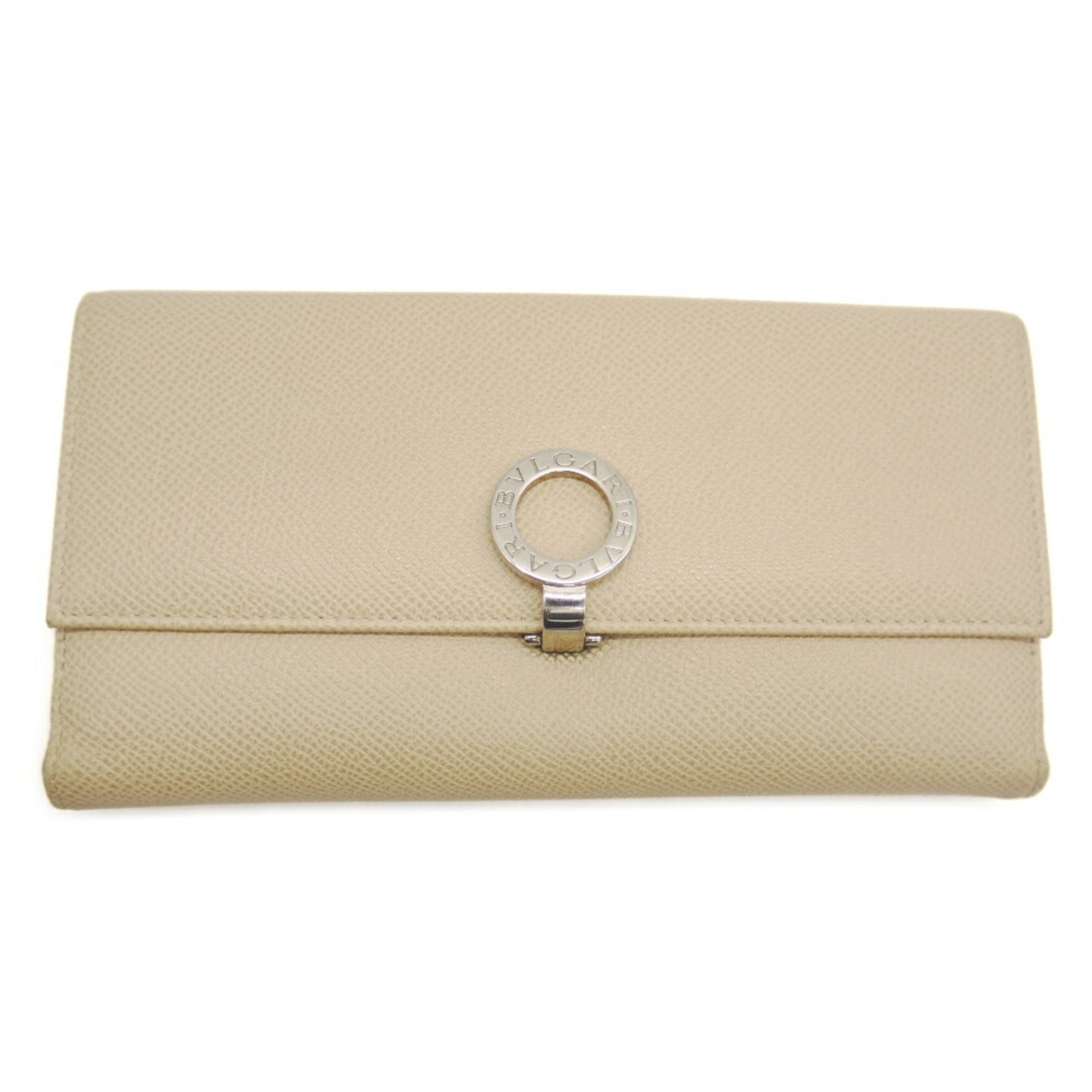 Bvlgari Beige Leather Long Wallet (Bi-Fold) (Pre-Owned)