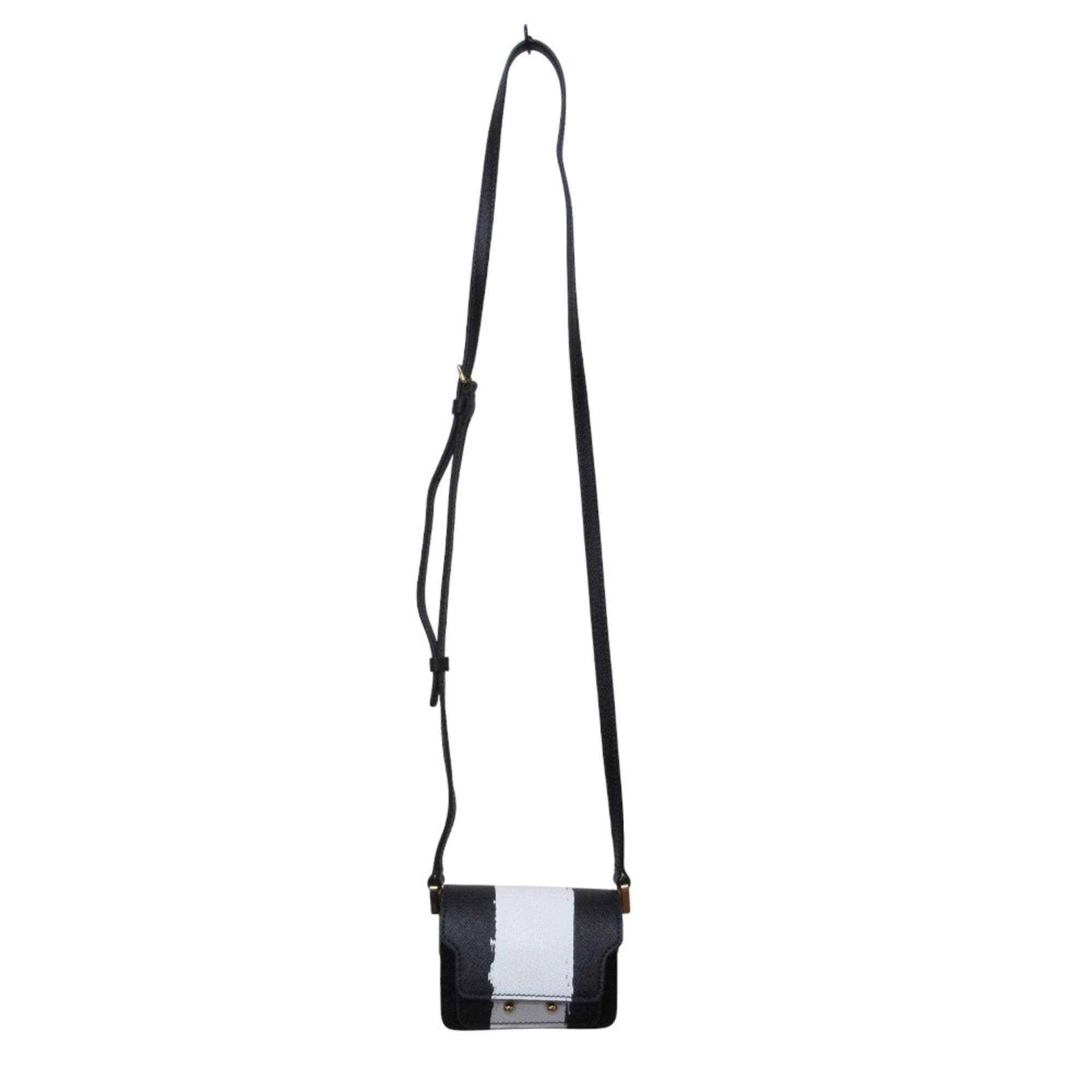 Marni Black White Leather Pochette Shoulder Bag (Pre-Owned)
