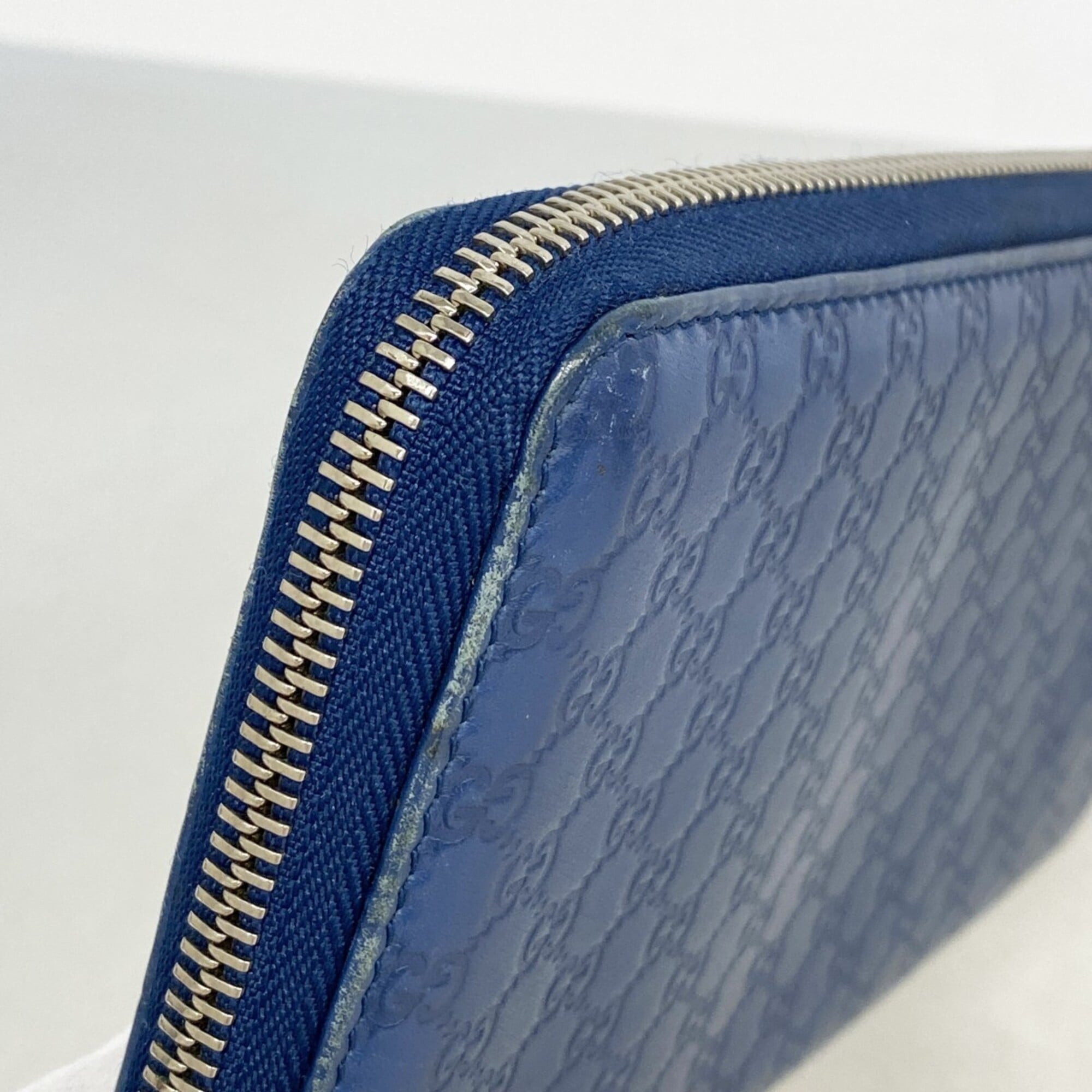Gucci Blue Leather Long Wallet (Bi-Fold) (Pre-Owned)