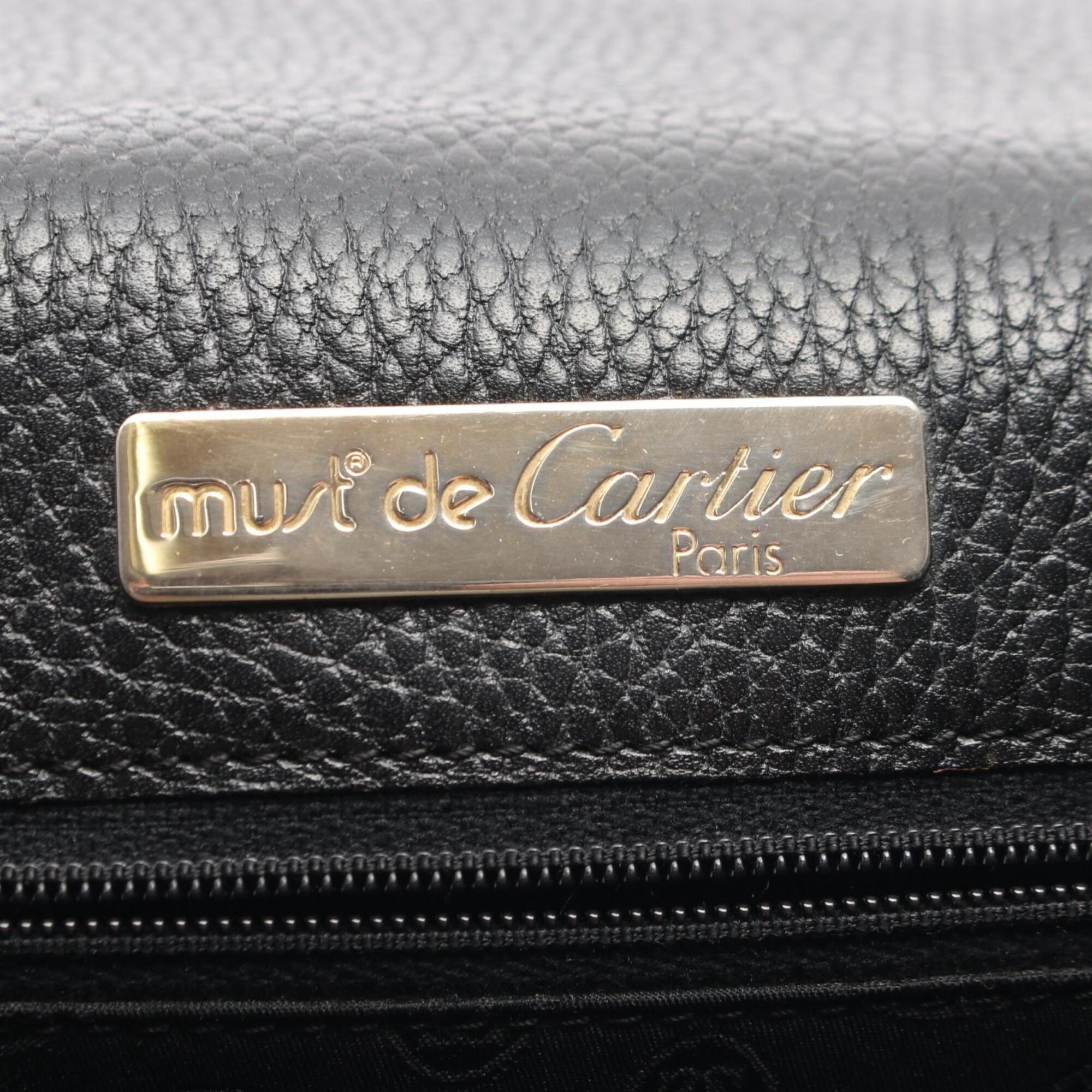 Cartier Black Leather Handbag Shoulder Bag (Pre-Owned)