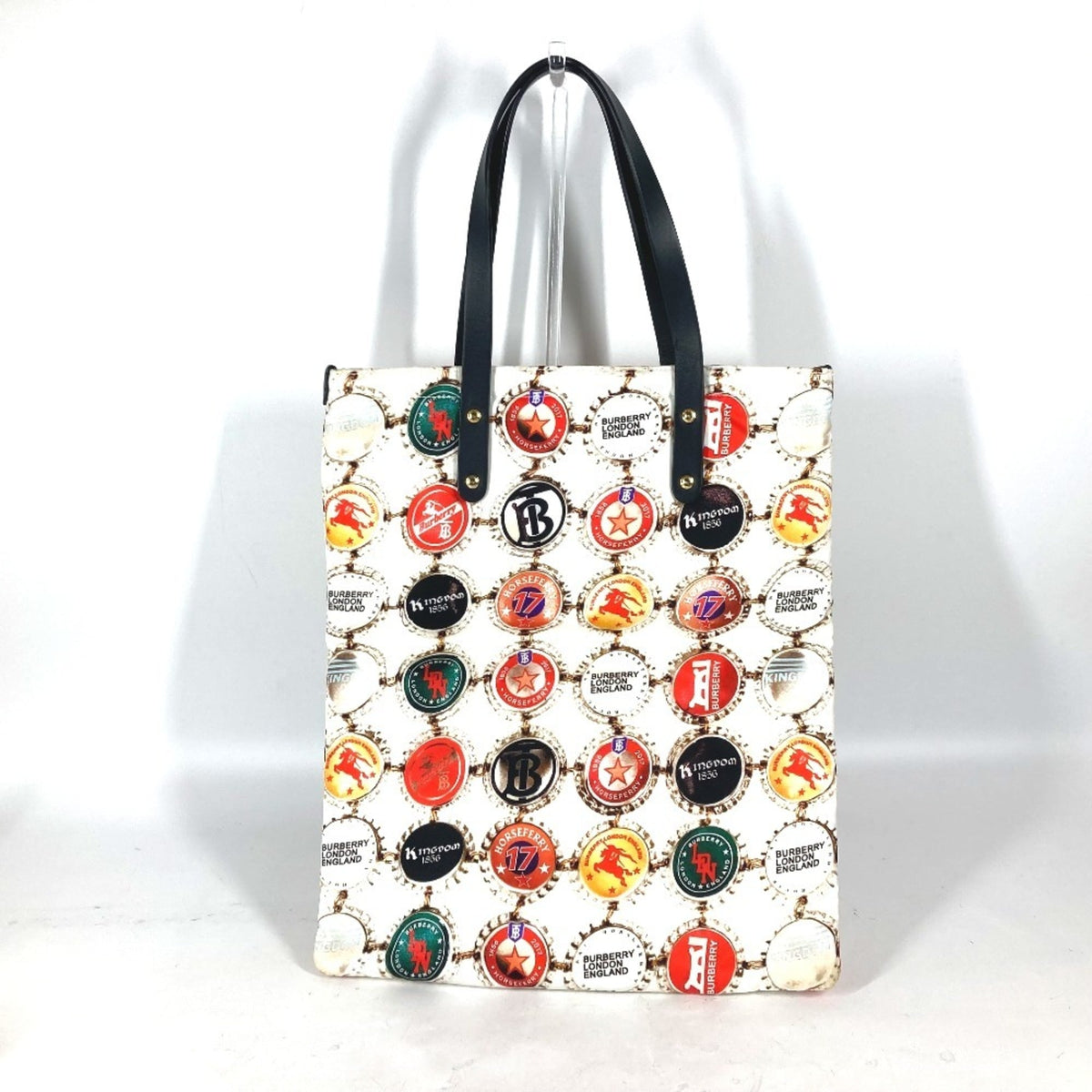 Burberry Multi-Color Nylon Leather Shoulder Bag Tote Bag (Pre-Owned)