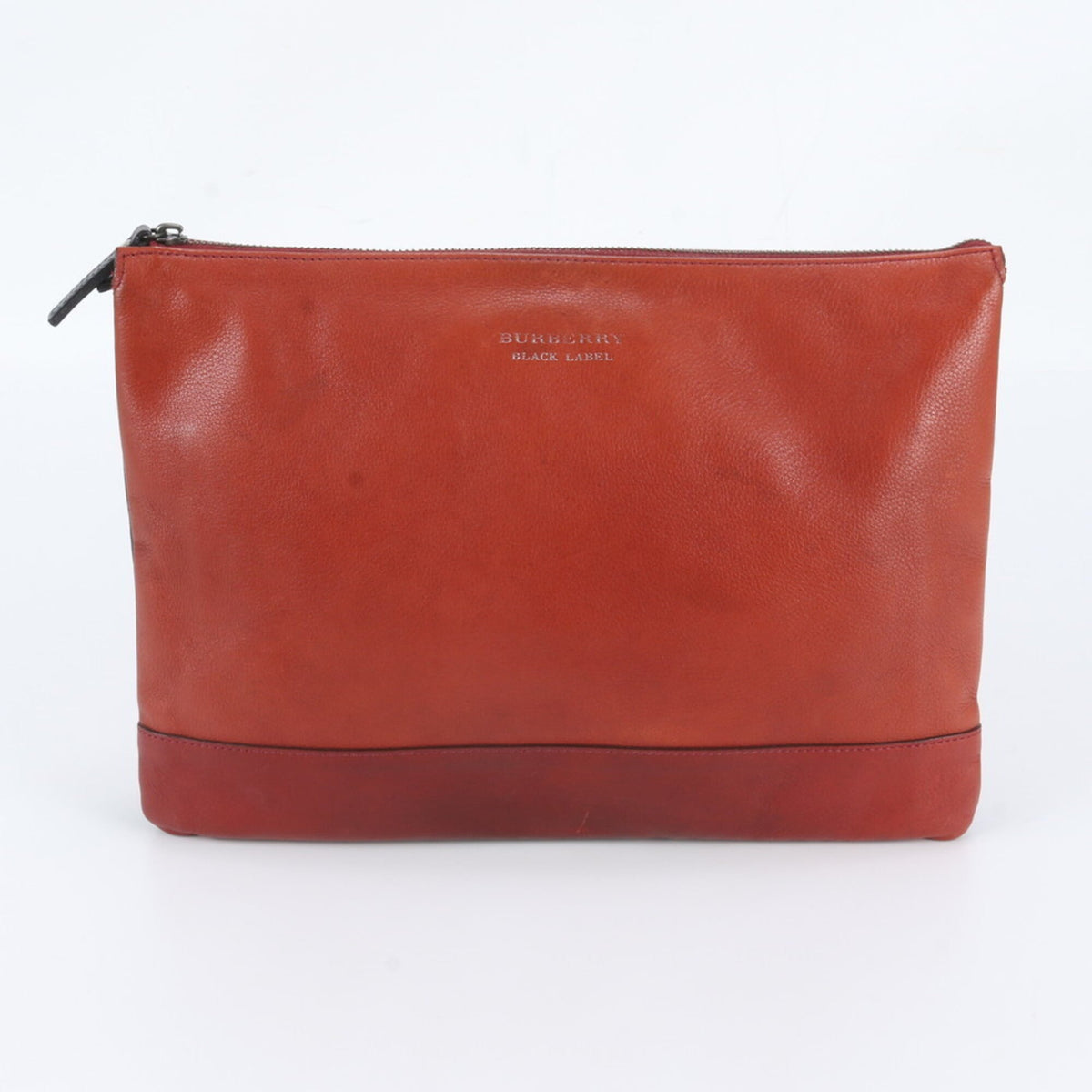 Burberry Red Color Leather Clutch Bag Pouch (Pre-Owned)