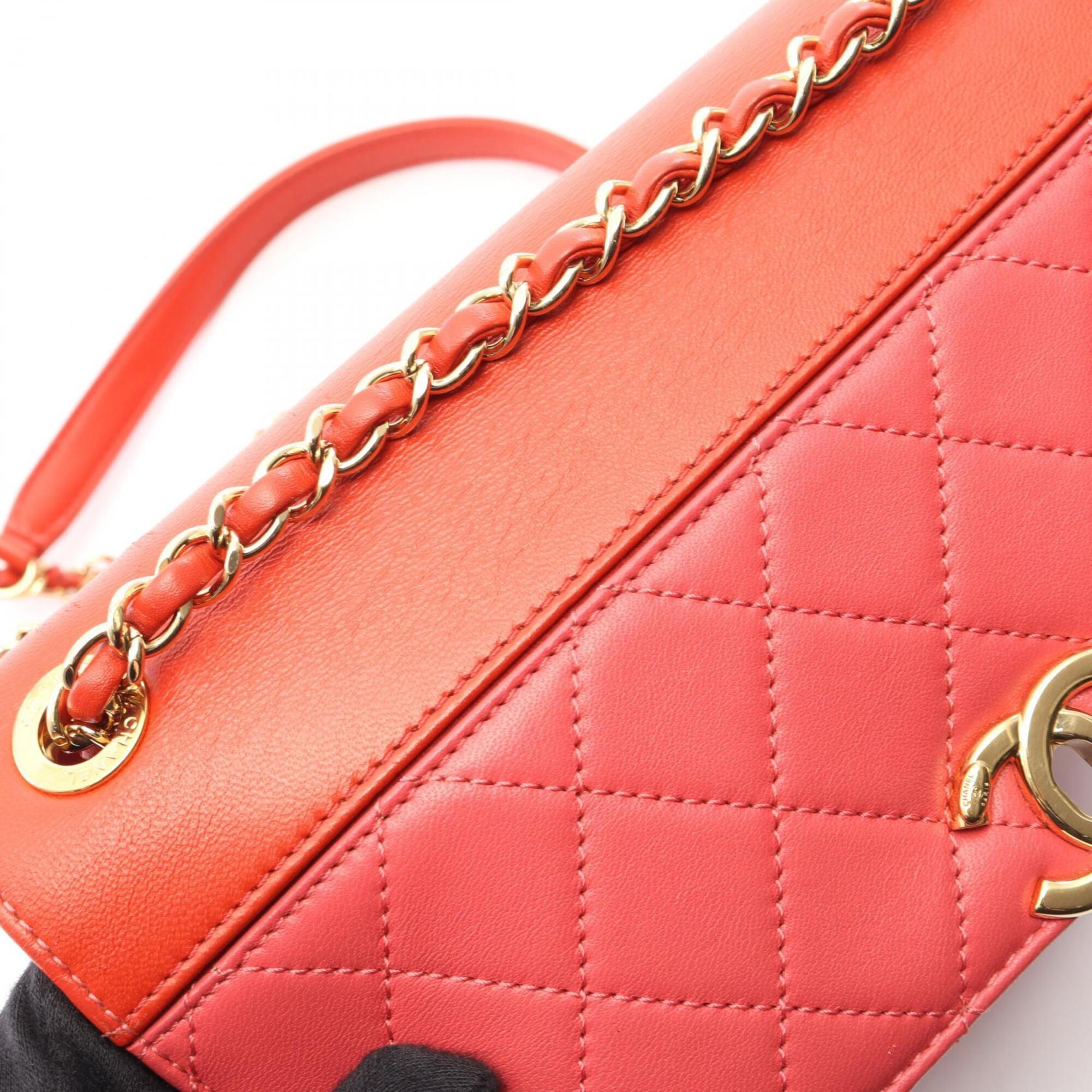Chanel Multi-Color Red Color Leather Handbag Shoulder Bag (Pre-Owned)