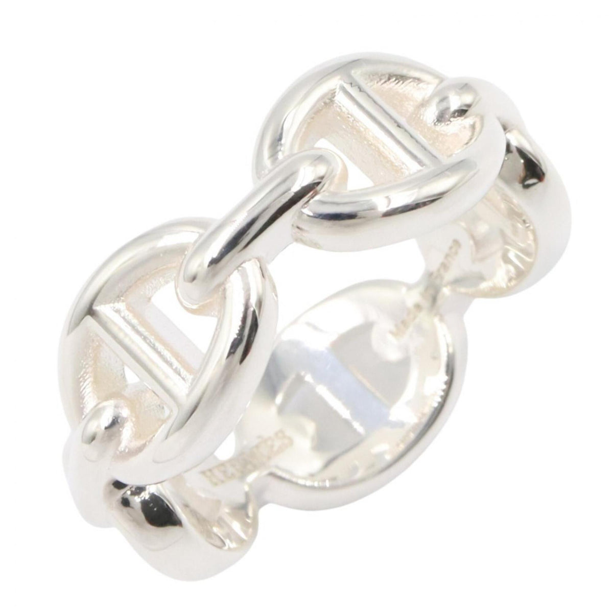 Hermes Silver Silver 925 Band Ring (Pre-Owned)