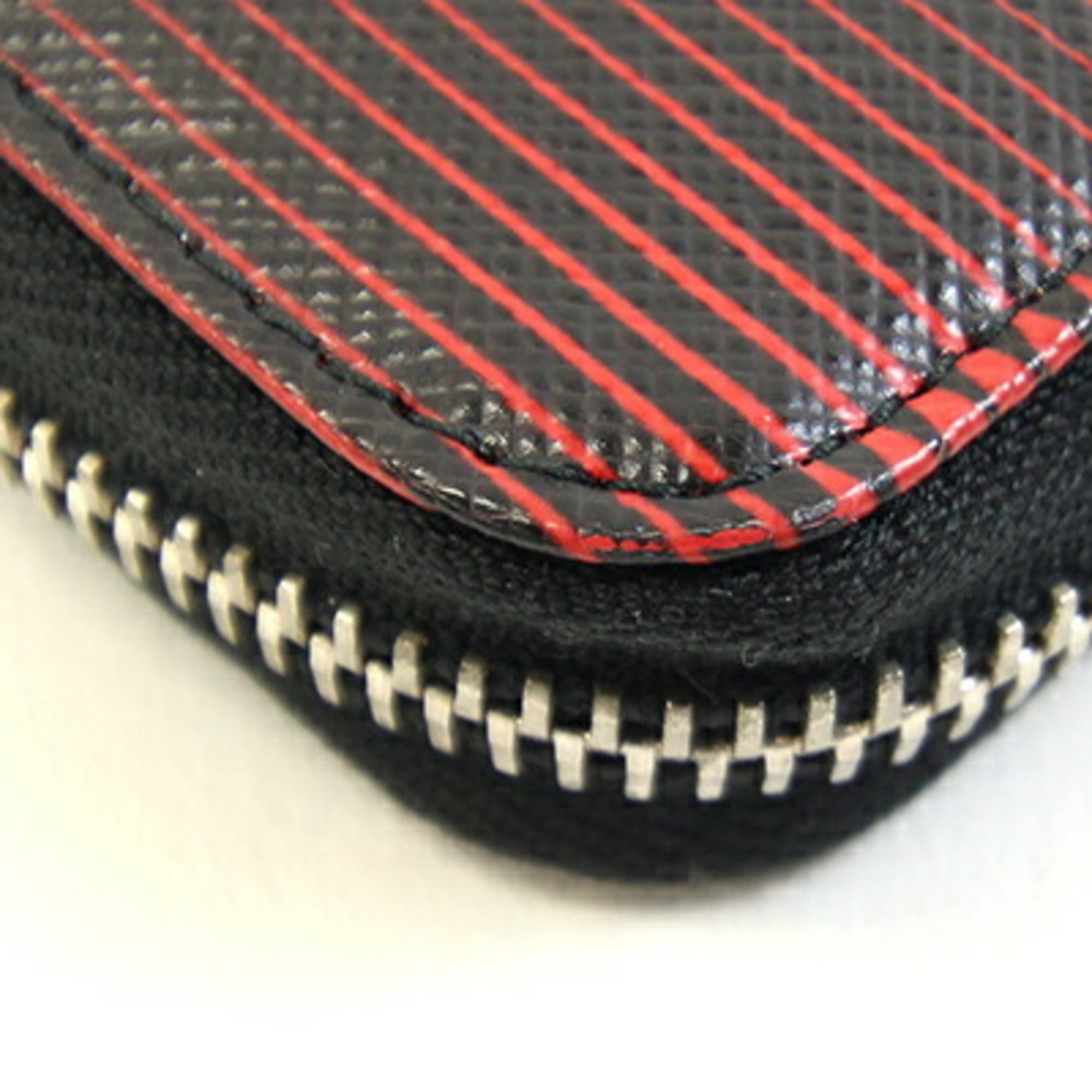 Prada Black Red Color Leather Wallet (Bi-Fold) (Pre-Owned)