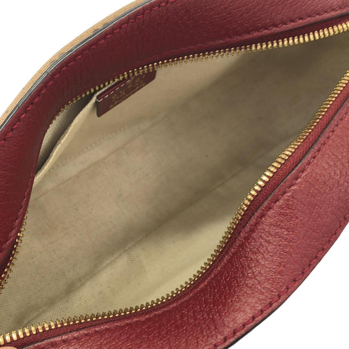 Gucci Beige Cherry Red Gg Supreme Leather Shoulder Bag (Pre-Owned)