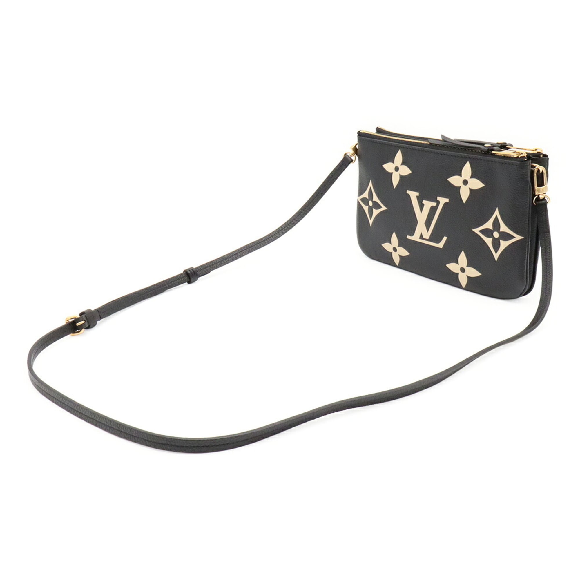 Louis Vuitton Beige Black Monogram Empreinte Leather Clutch Bag Pochette Pouch Shoulder Bag (Pre-Owned)