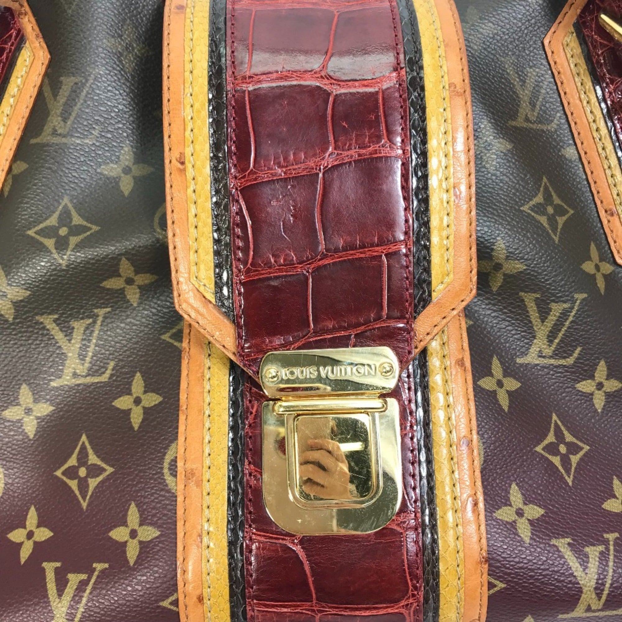 Louis Vuitton Monogram Mirage Brown Red Color Canvas Boston Bag Shoulder Bag (Pre-Owned)