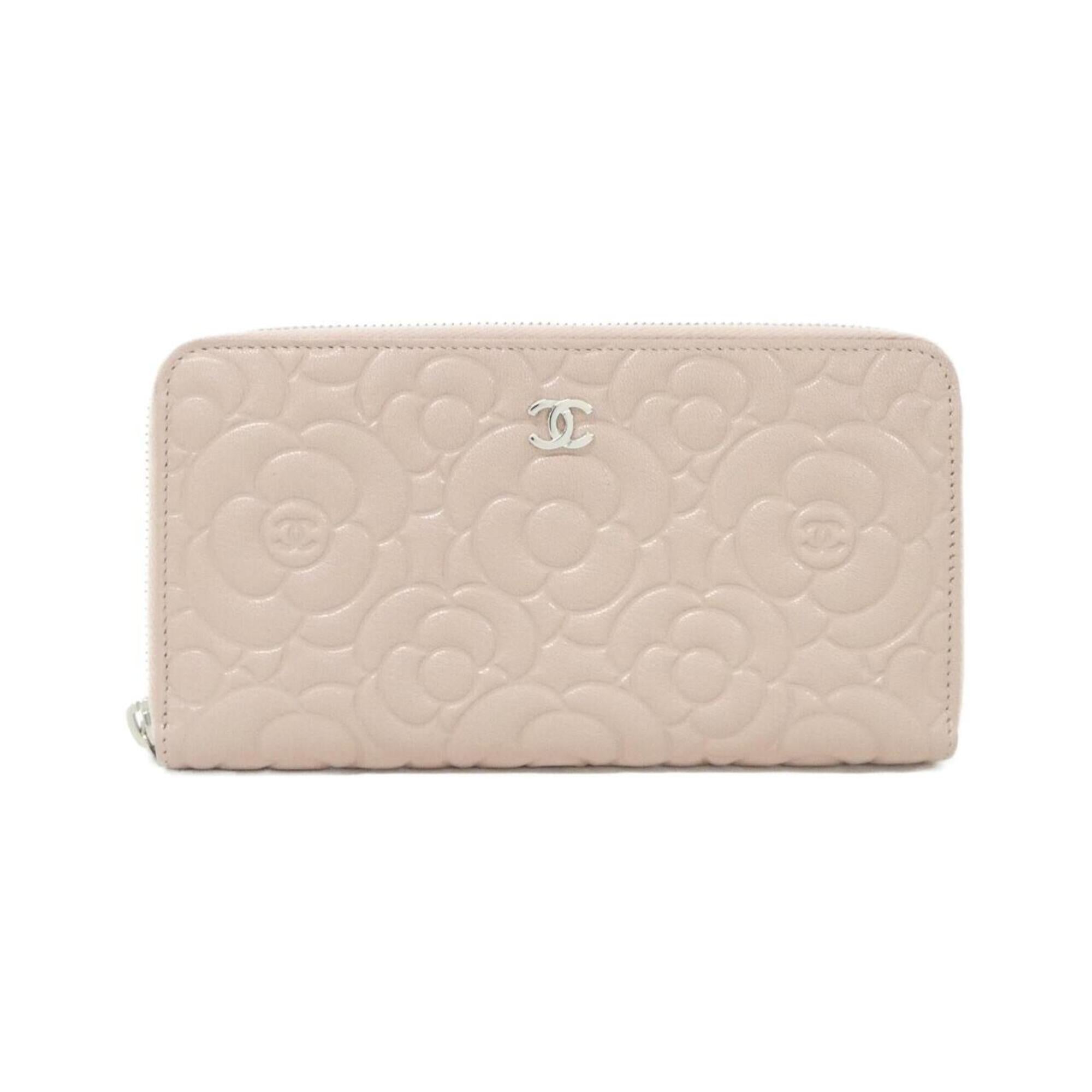 Chanel Light Pink Satin Leather Long Wallet (Bi-Fold) (Pre-Owned)