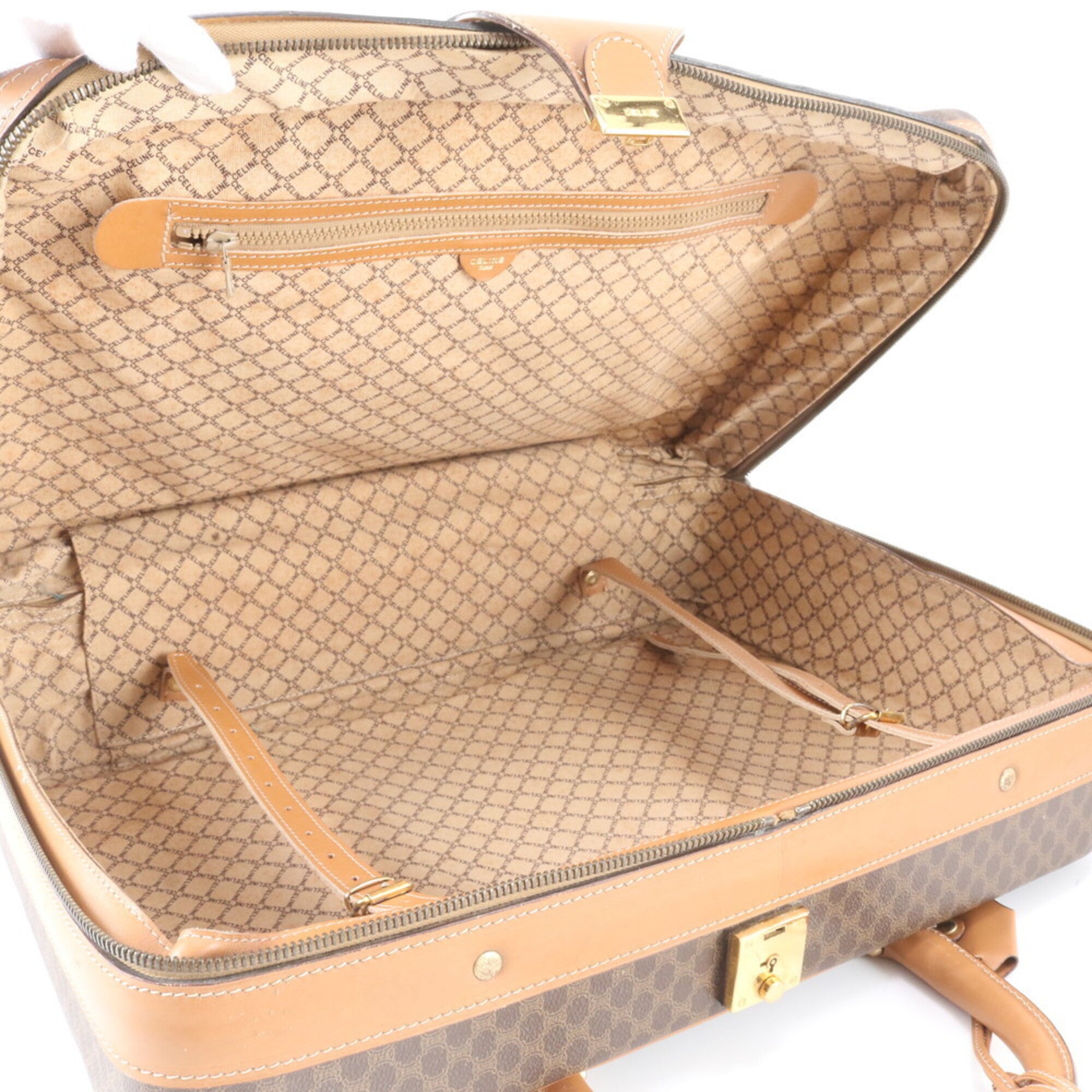 Celine Brown Leather Coated Canvas Boston Bag (Pre-Owned)