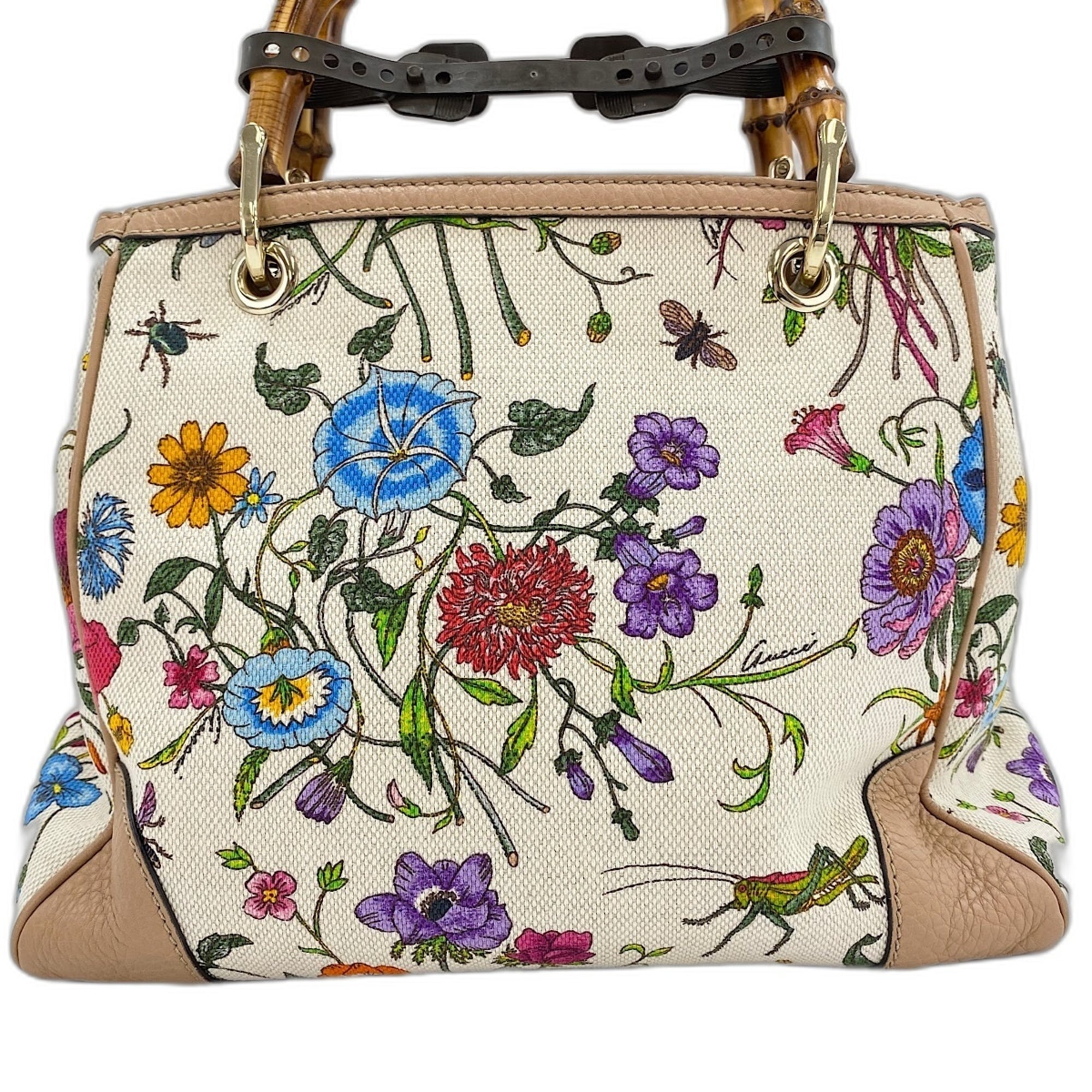 Gucci Multi-Color Canvas Bamboo Handbag (Pre-Owned)