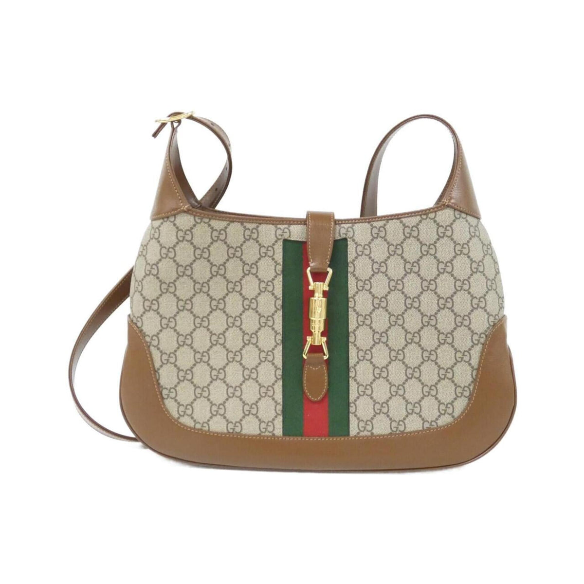 Gucci Beige Brown Gg Supreme Leather Shoulder Bag (Pre-Owned)