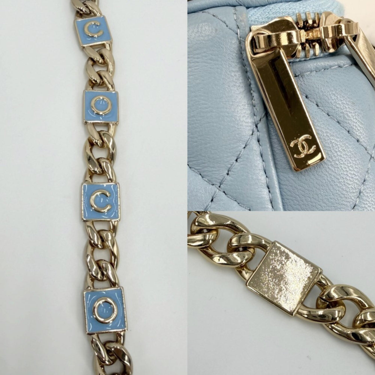 Chanel Matelasse Light Blue Leather Shoulder Bag (Pre-Owned)