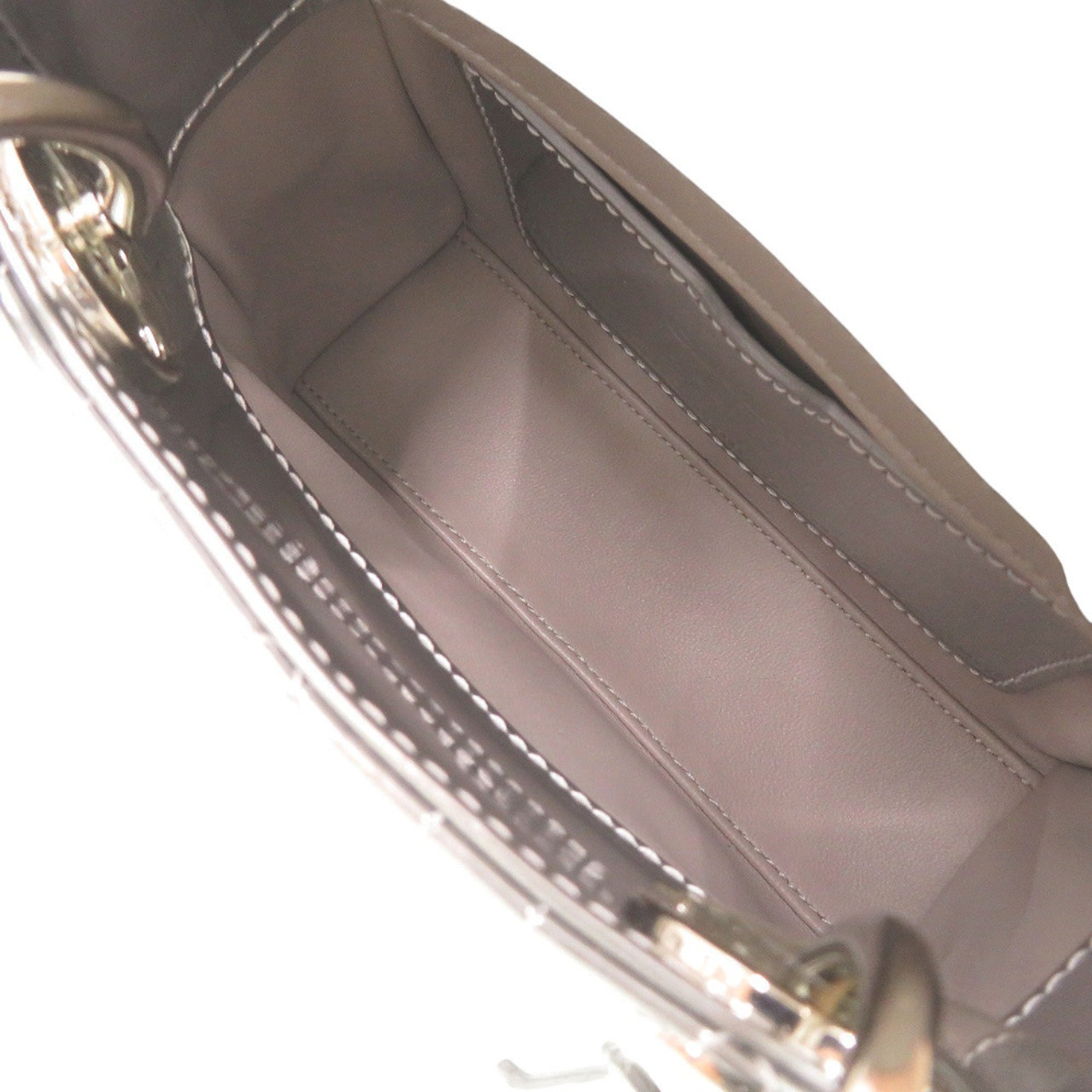 Christian Dior Silver Patent Leather Fur Handbag (Pre-Owned)