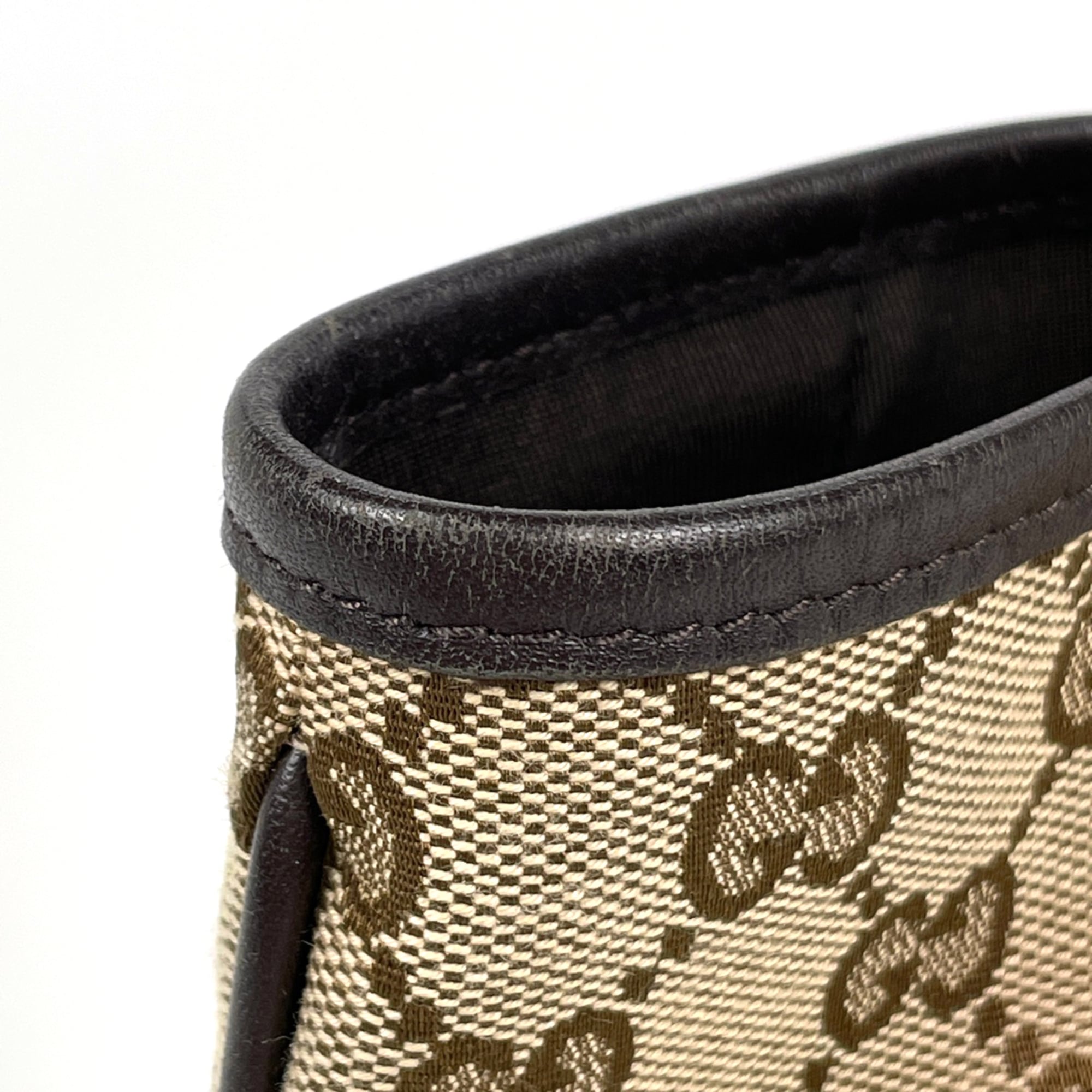 Gucci Brown Gg Canvas Leather Tote Bag (Pre-Owned)