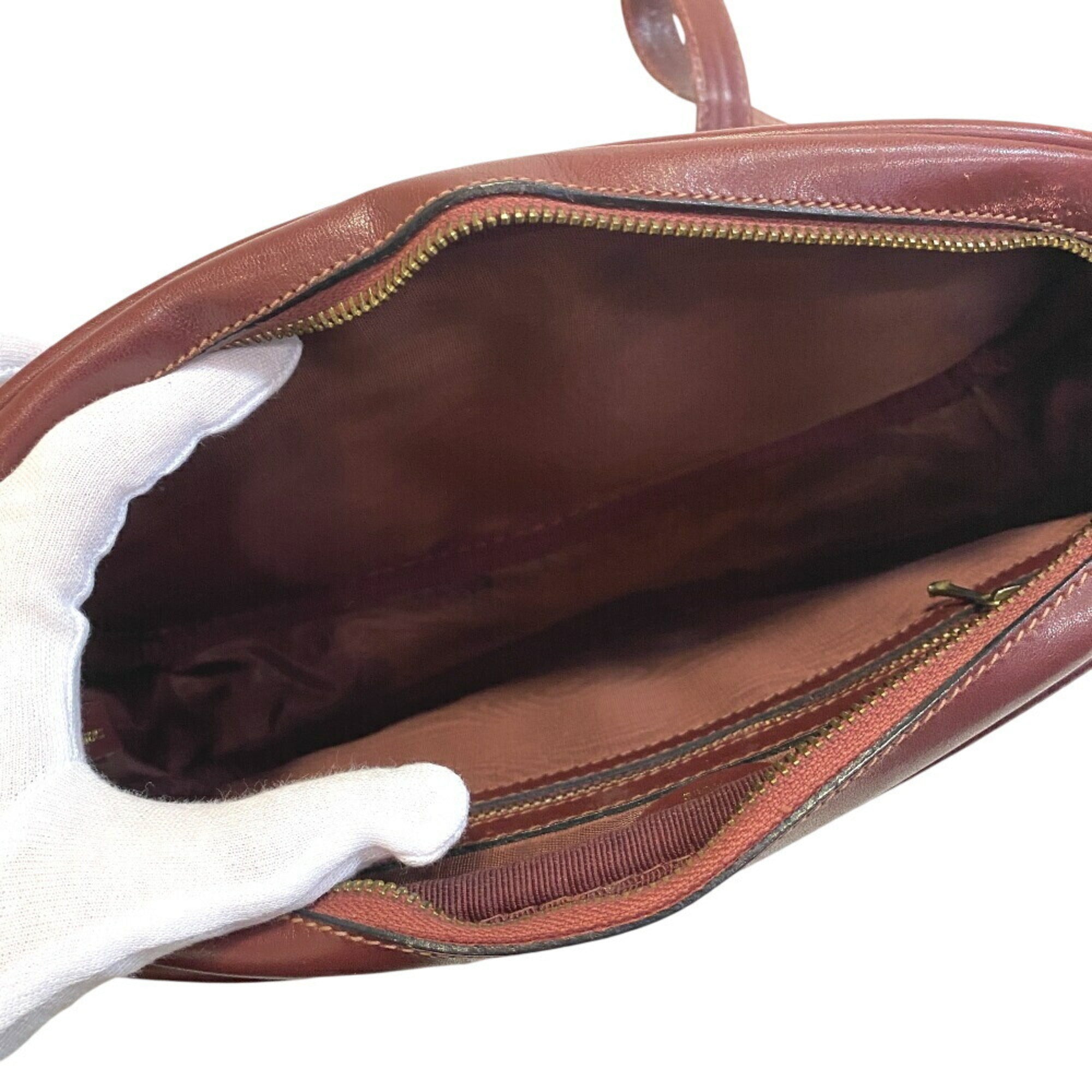 Cartier Bordeaux Red Color Leather Shoulder Bag (Pre-Owned)