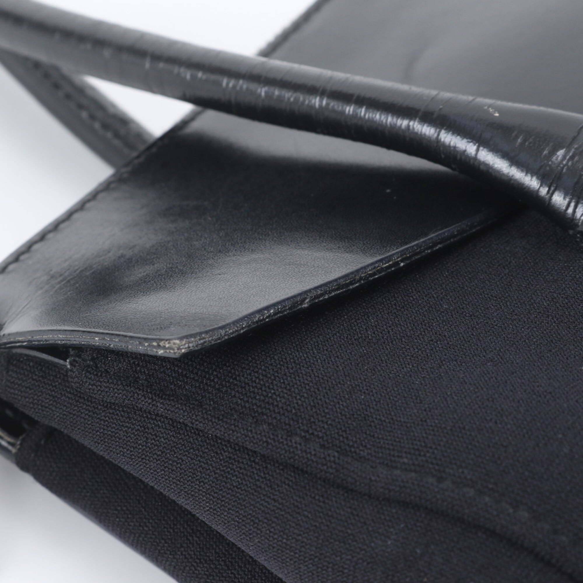 Prada Black Leather Nylon Handbag Shoulder Bag Tote Bag (Pre-Owned)