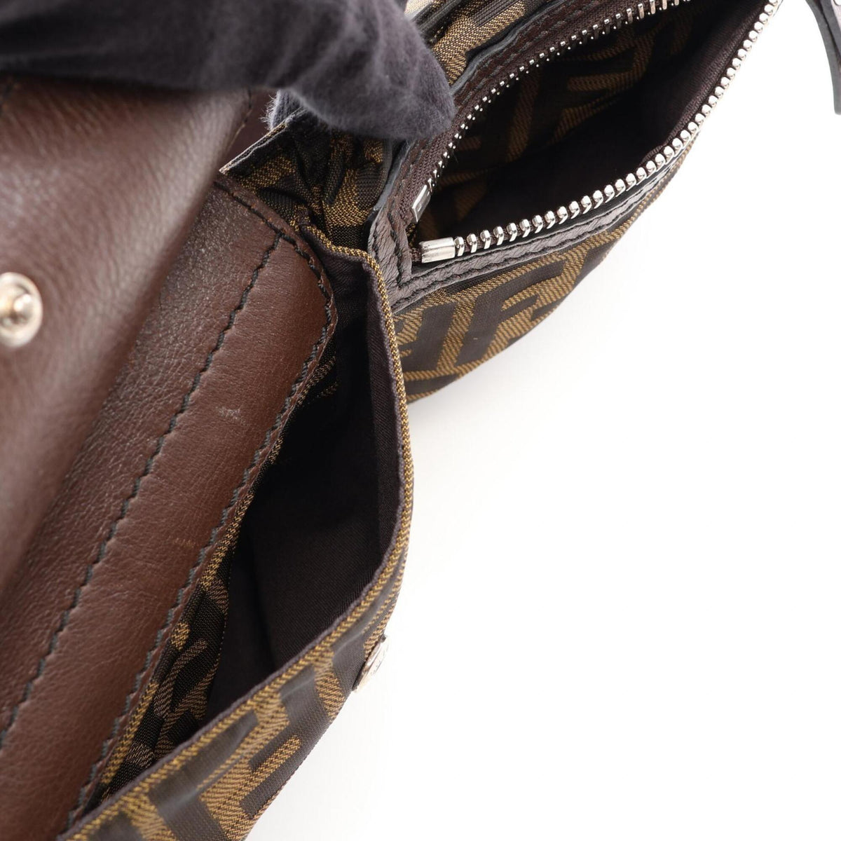 Fendi Brown Canvas Leather Fanny Pack Handbag (Pre-Owned)