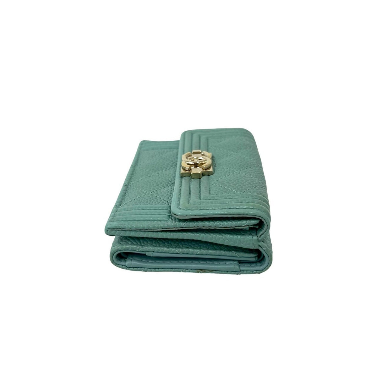 Chanel Blue Grained Calfskin Wallet (Tri-Fold) (Pre-Owned)
