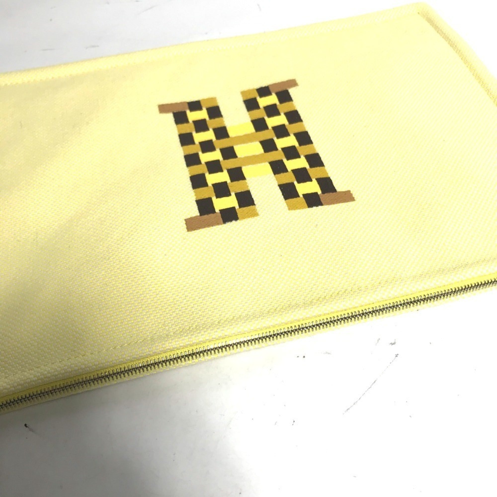Hermes Yellow Toile H Clutch Bag Pouch (Pre-Owned)
