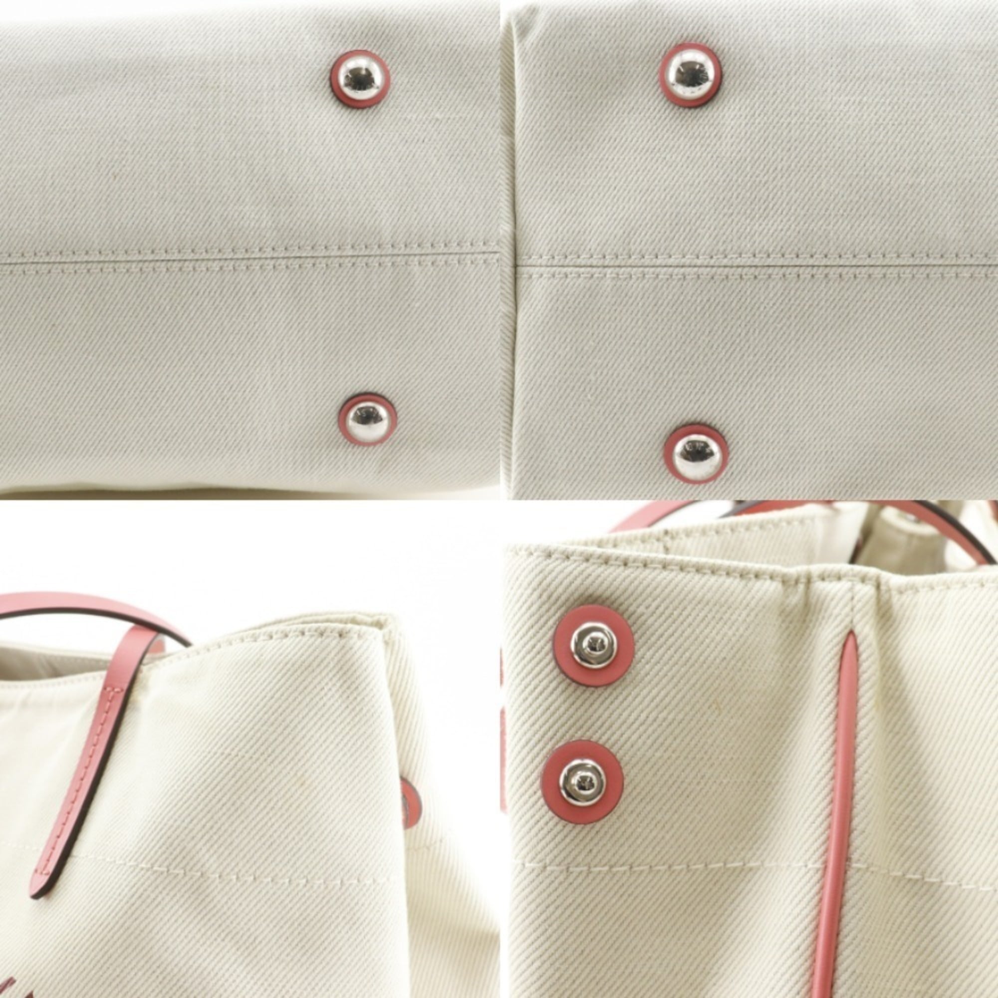 Louis Vuitton Corail Ivory Pink White Canvas Tote Bag (Pre-Owned)