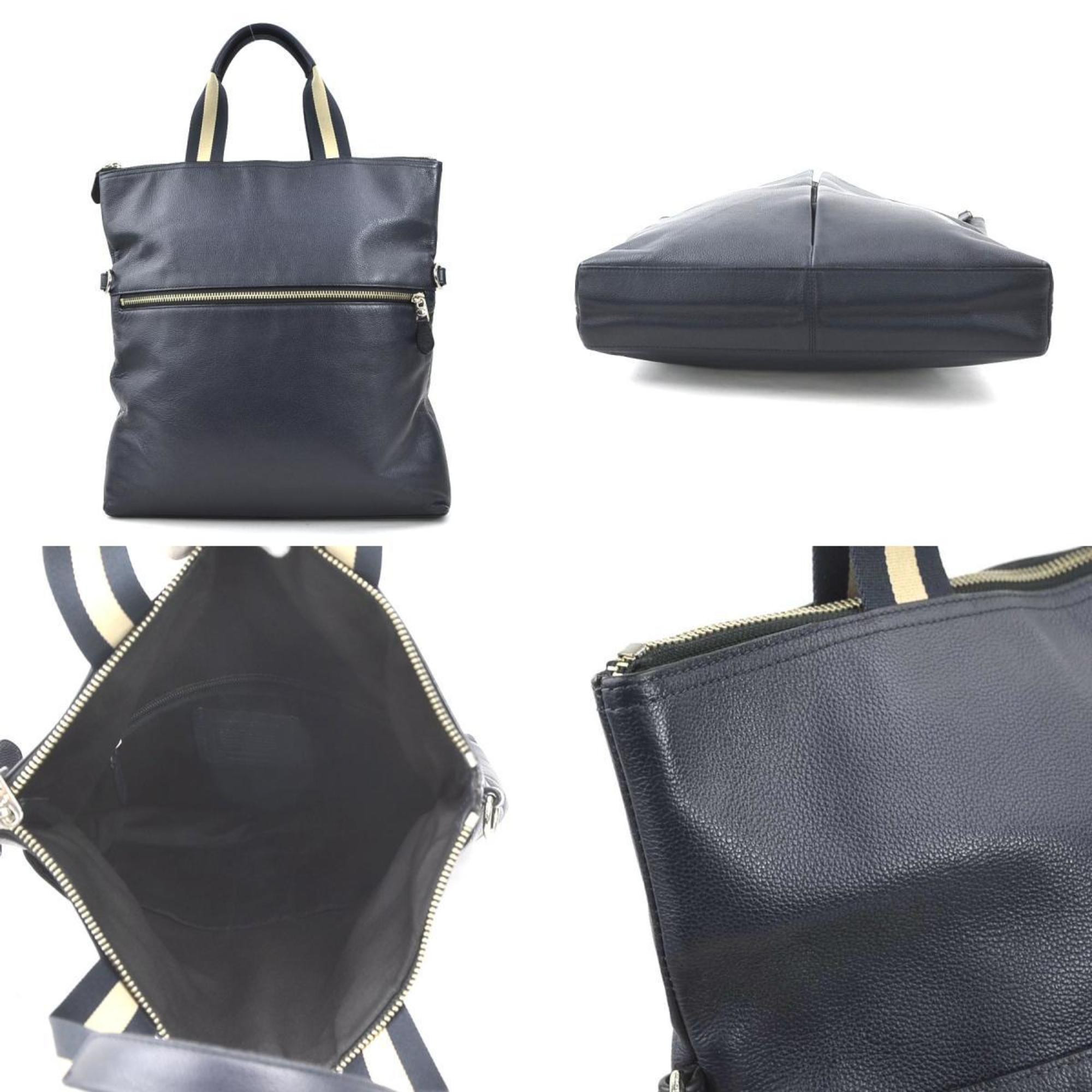 Coach Navy Leather Handbag Shoulder Bag (Pre-Owned)