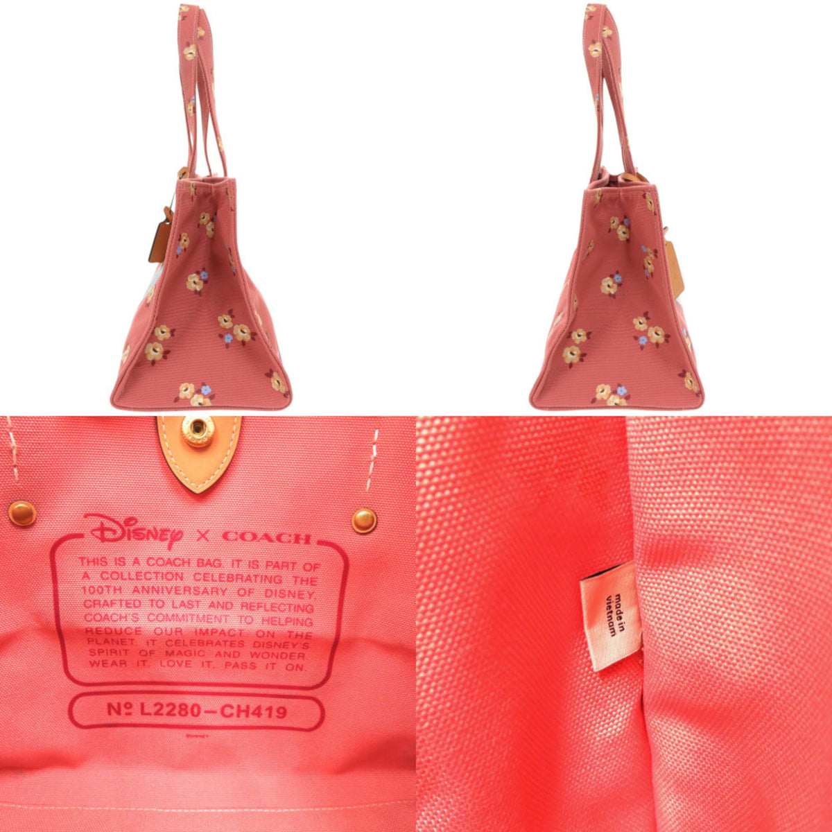 Coach Pink Canvas Leather Tote Bag (Pre-Owned)