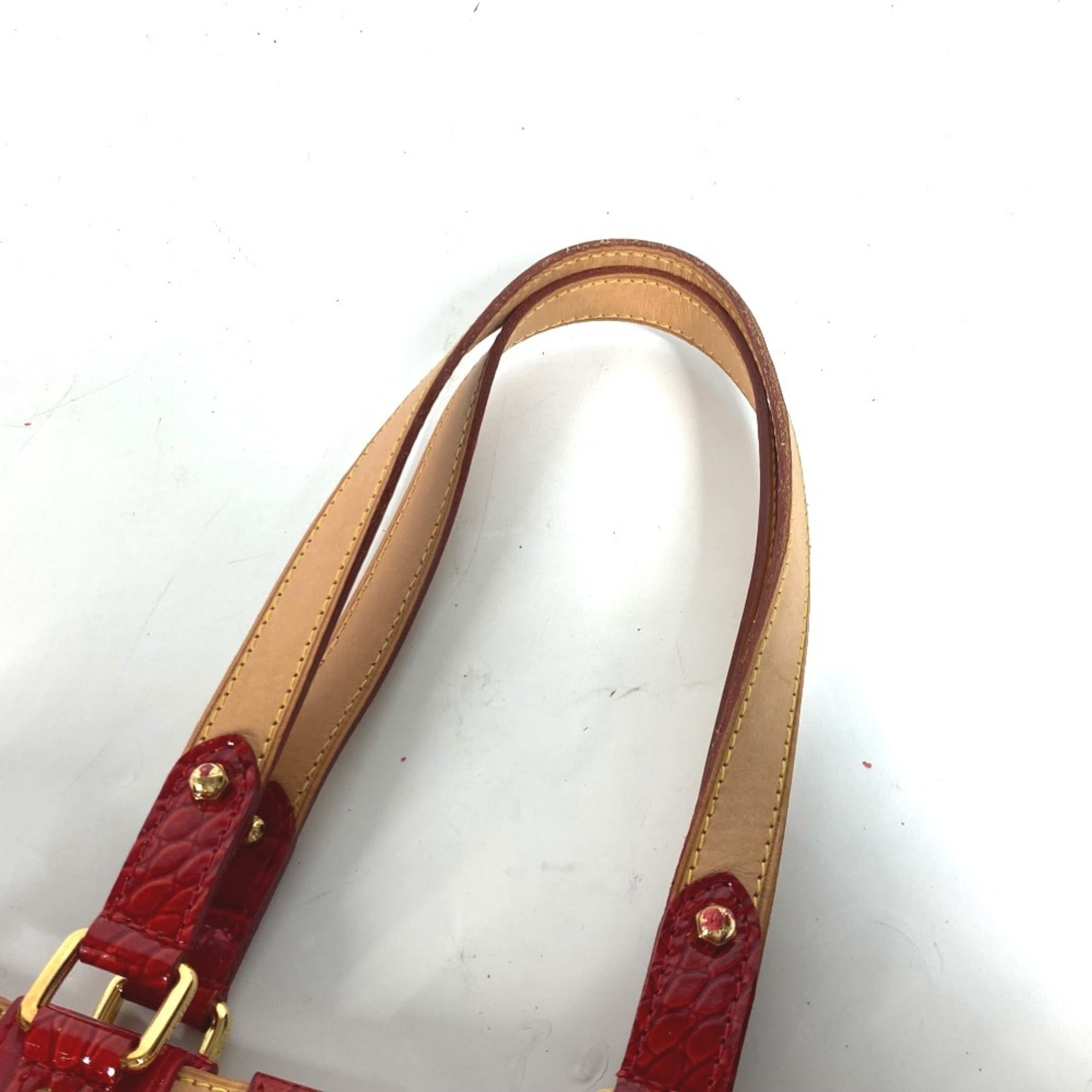 Louis Vuitton Brown Red Color Monogram Patent Leather Shoulder Bag Tote Bag (Pre-Owned)