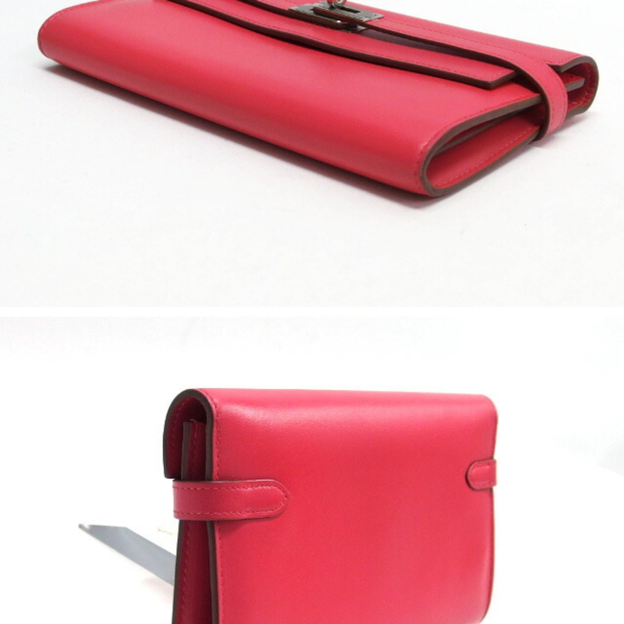 Hermes Pink Box Calf Leather Long Wallet (Bi-Fold) (Pre-Owned)