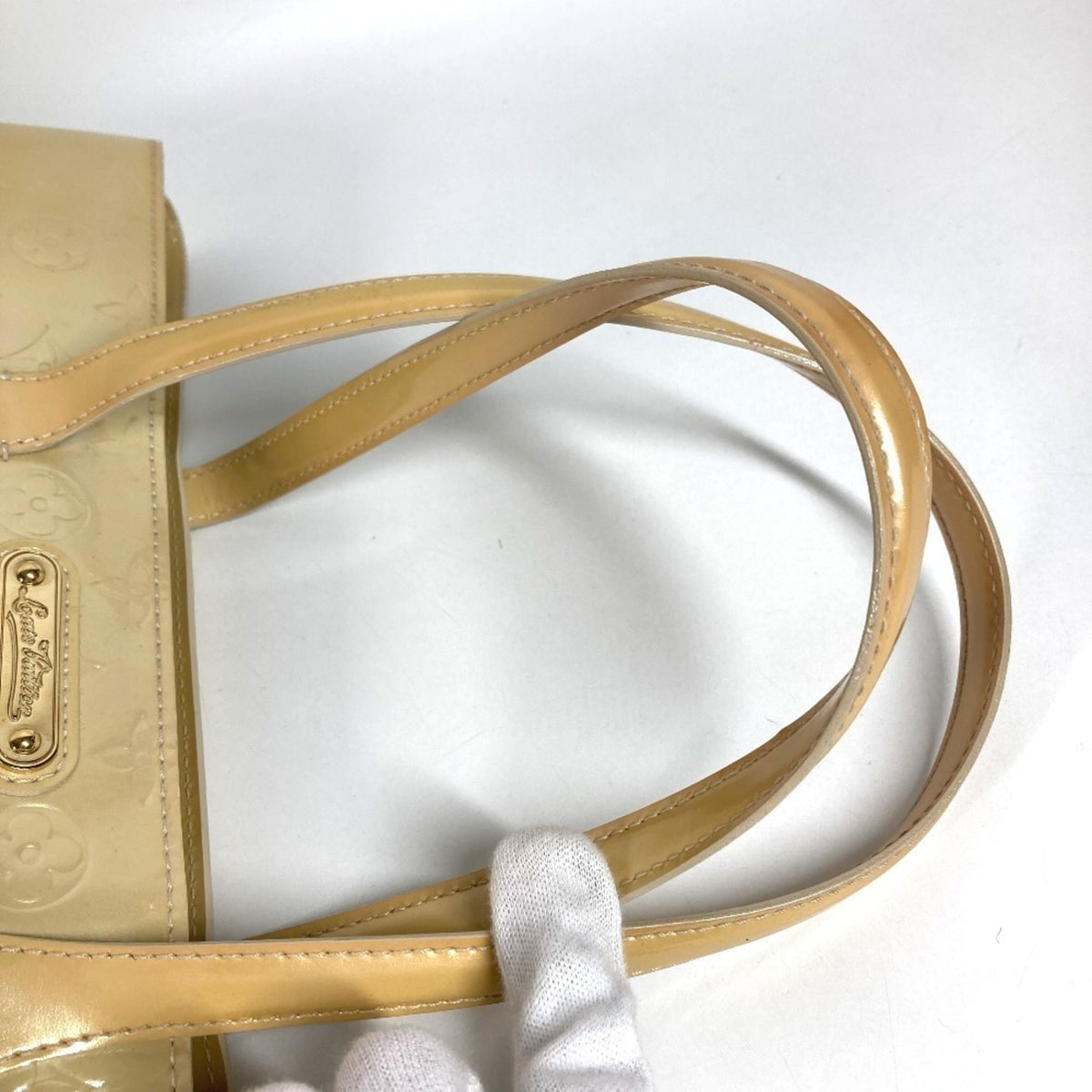 Louis Vuitton Beige Monogram Vernis Handbag Shoulder Bag Tote Bag (Pre-Owned)