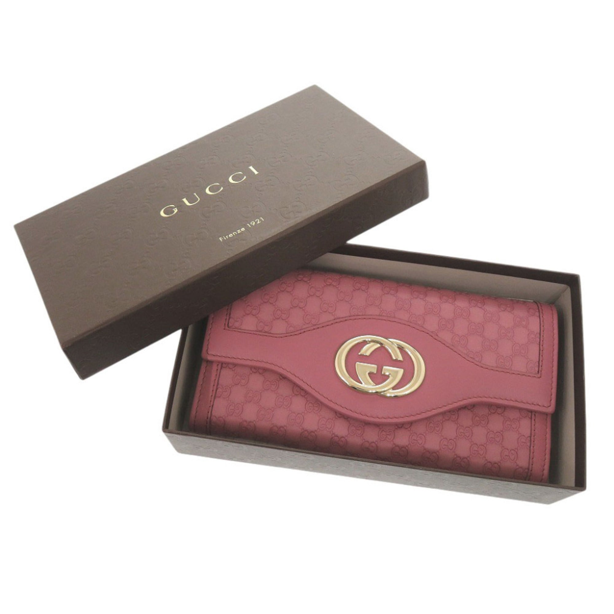 Gucci Purple Leather Long Wallet (Bi-Fold) (Pre-Owned)
