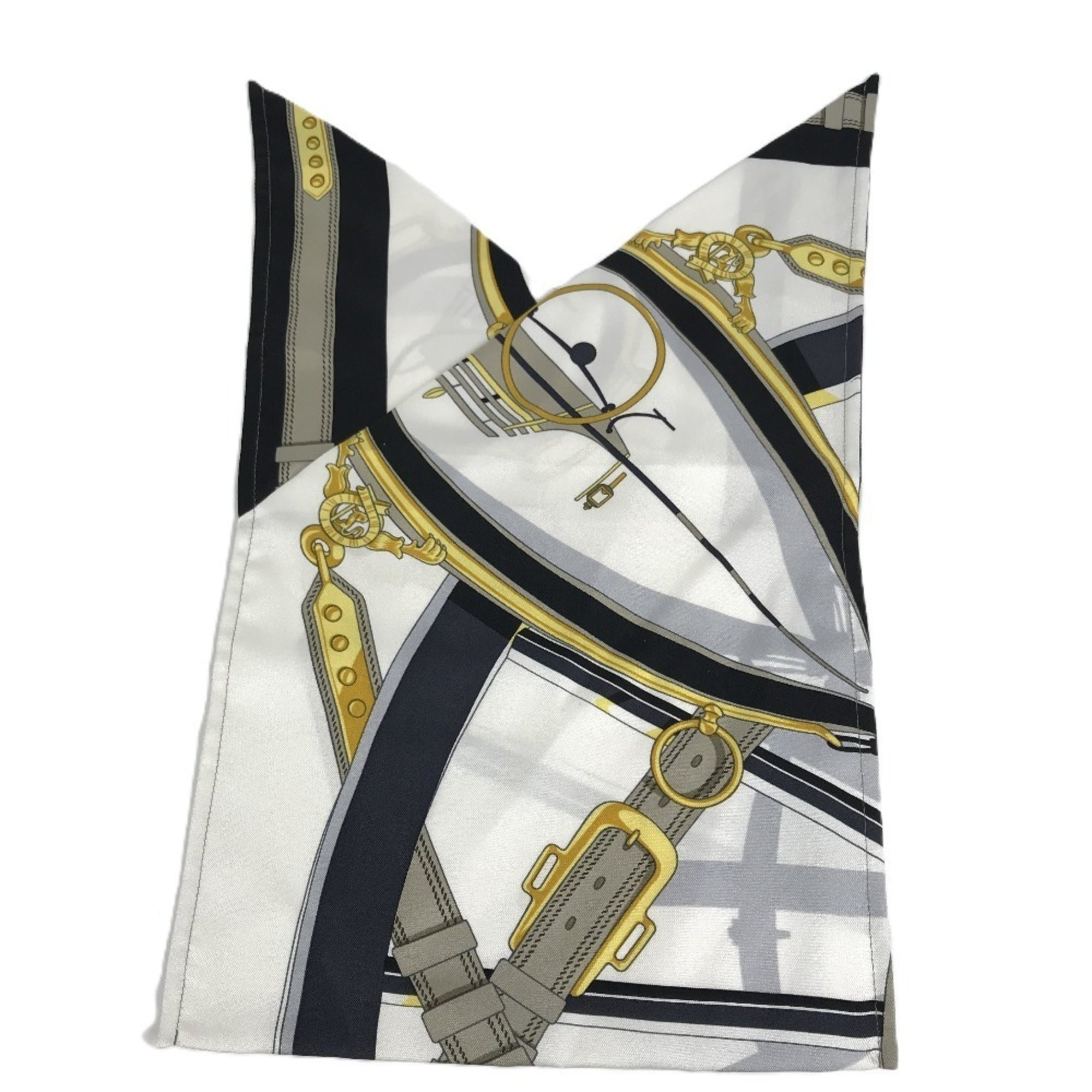 Hermes Black White Silk Handbag Pouch (Pre-Owned)