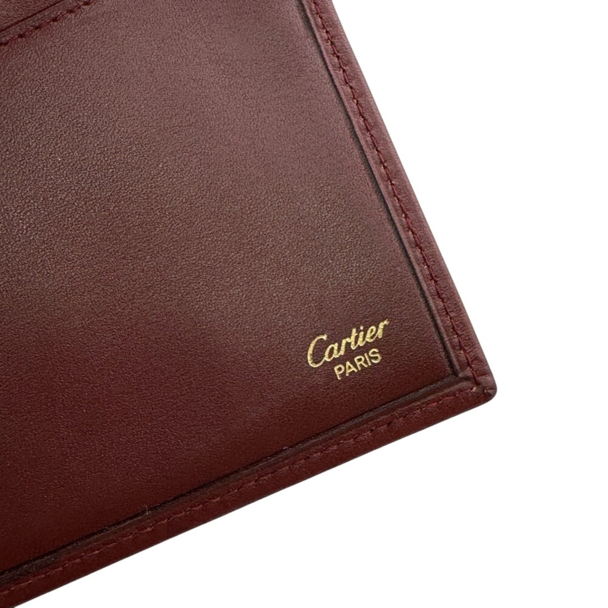 Cartier Must Red Color Leather Long Wallet (Bi-Fold) (Pre-Owned)